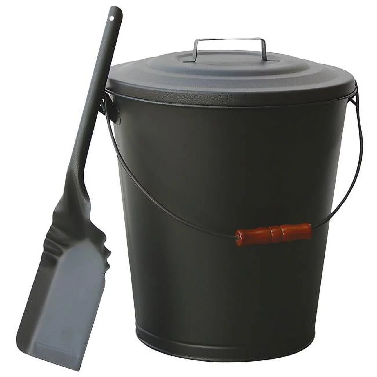 Olde World Iron Finish Ash Bin with Lid & Shovel