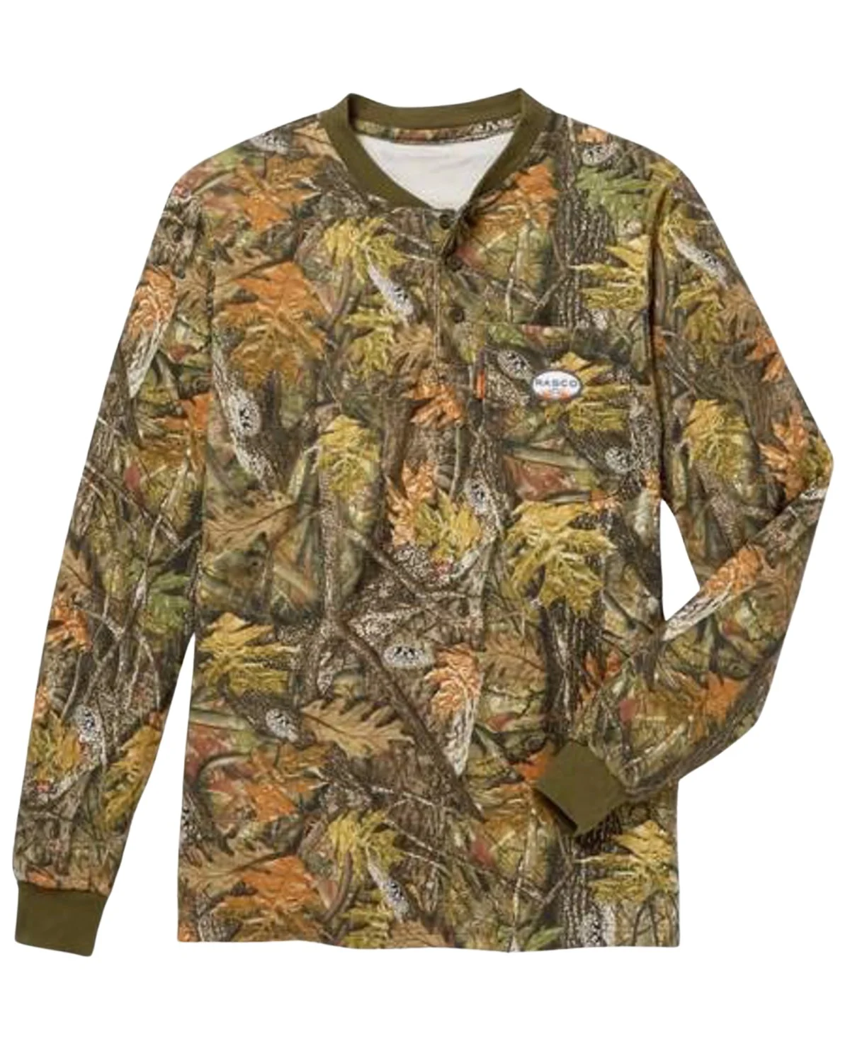Rasco Men's Fr Camo Print Long Sleeve Work Henley T-Shirt Camouflage X-Large