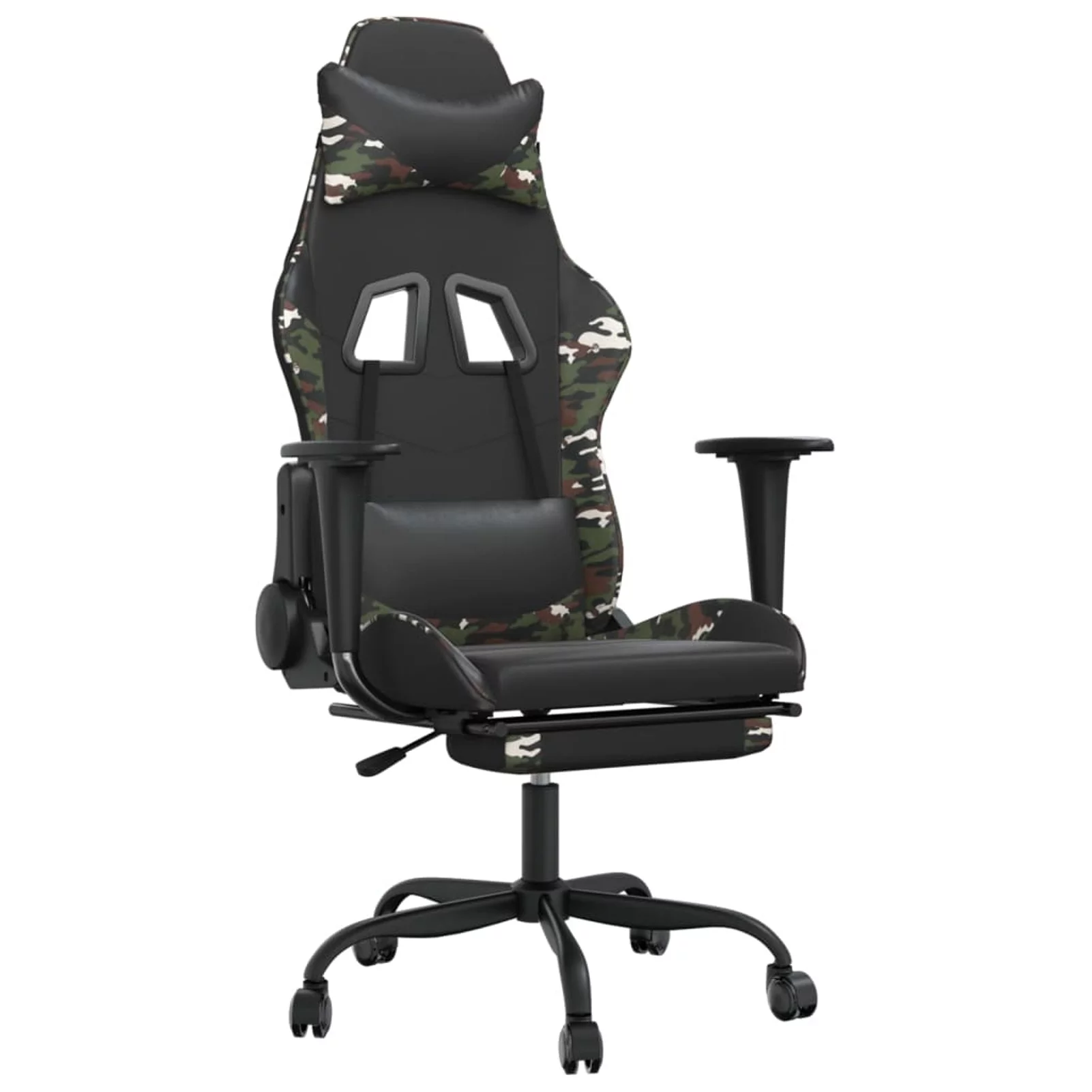 Tomshoo Massage Gaming Chair with Footrest Black&Camouflage Faux Leather
