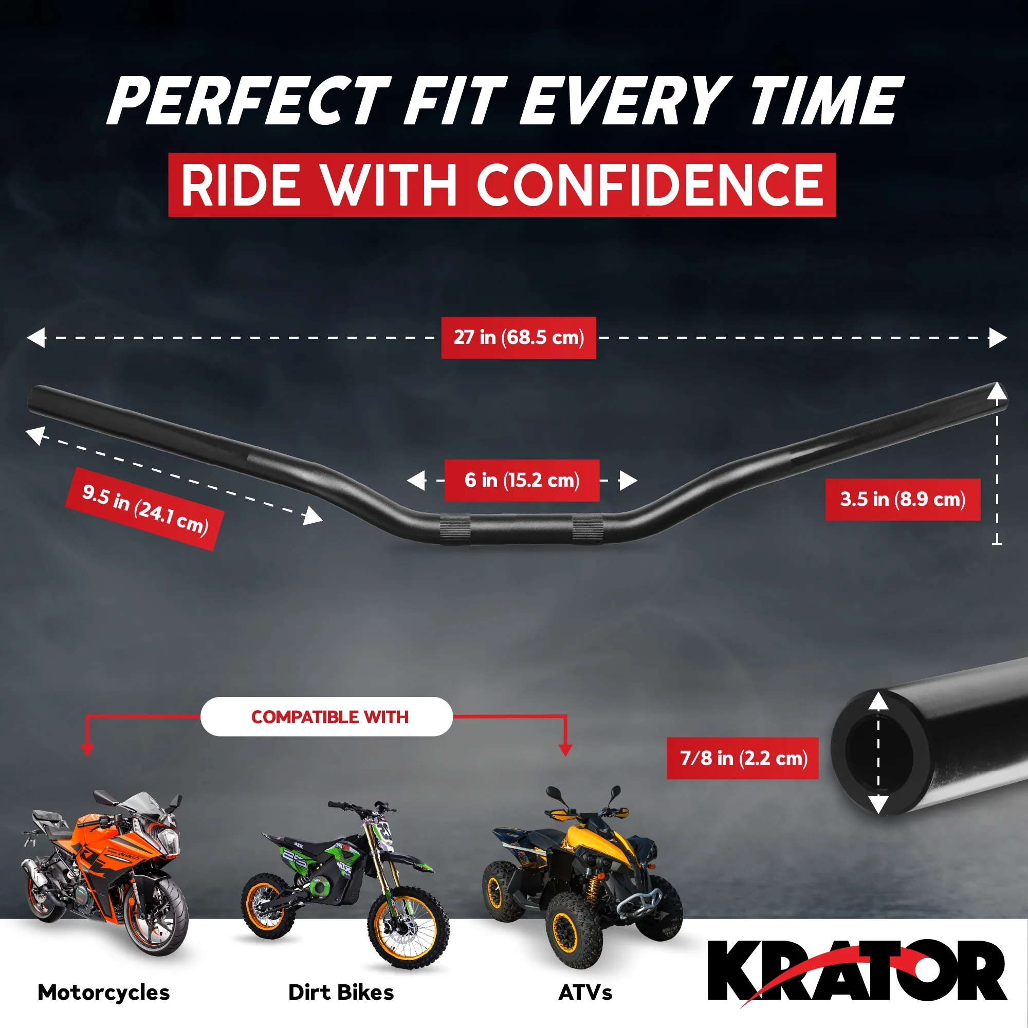 Krator Motorcycle Low-Rise Handlebar 7/8 Inch Compatible with KTM Super Duke 990 1190 RC8 R
