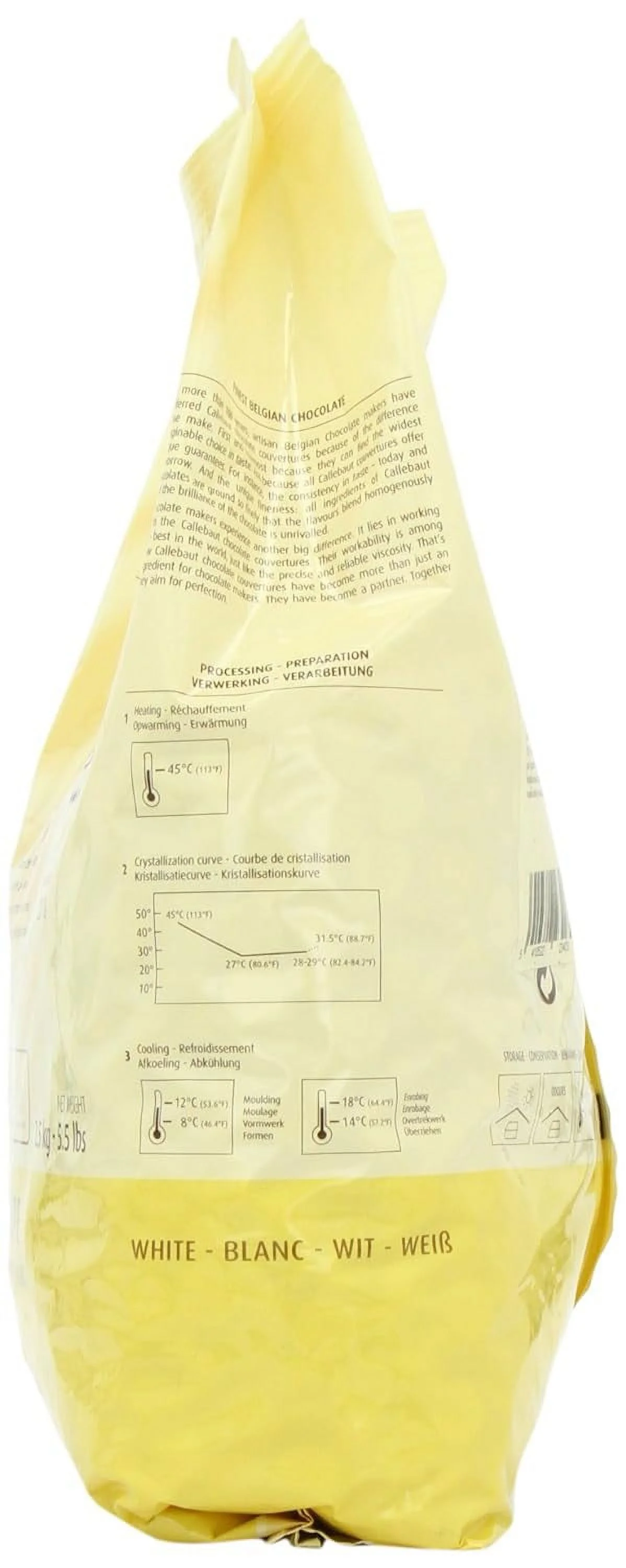 Belgian White Chocolate Baking Callets (Chips) - 1 bag, 5.5 lbs