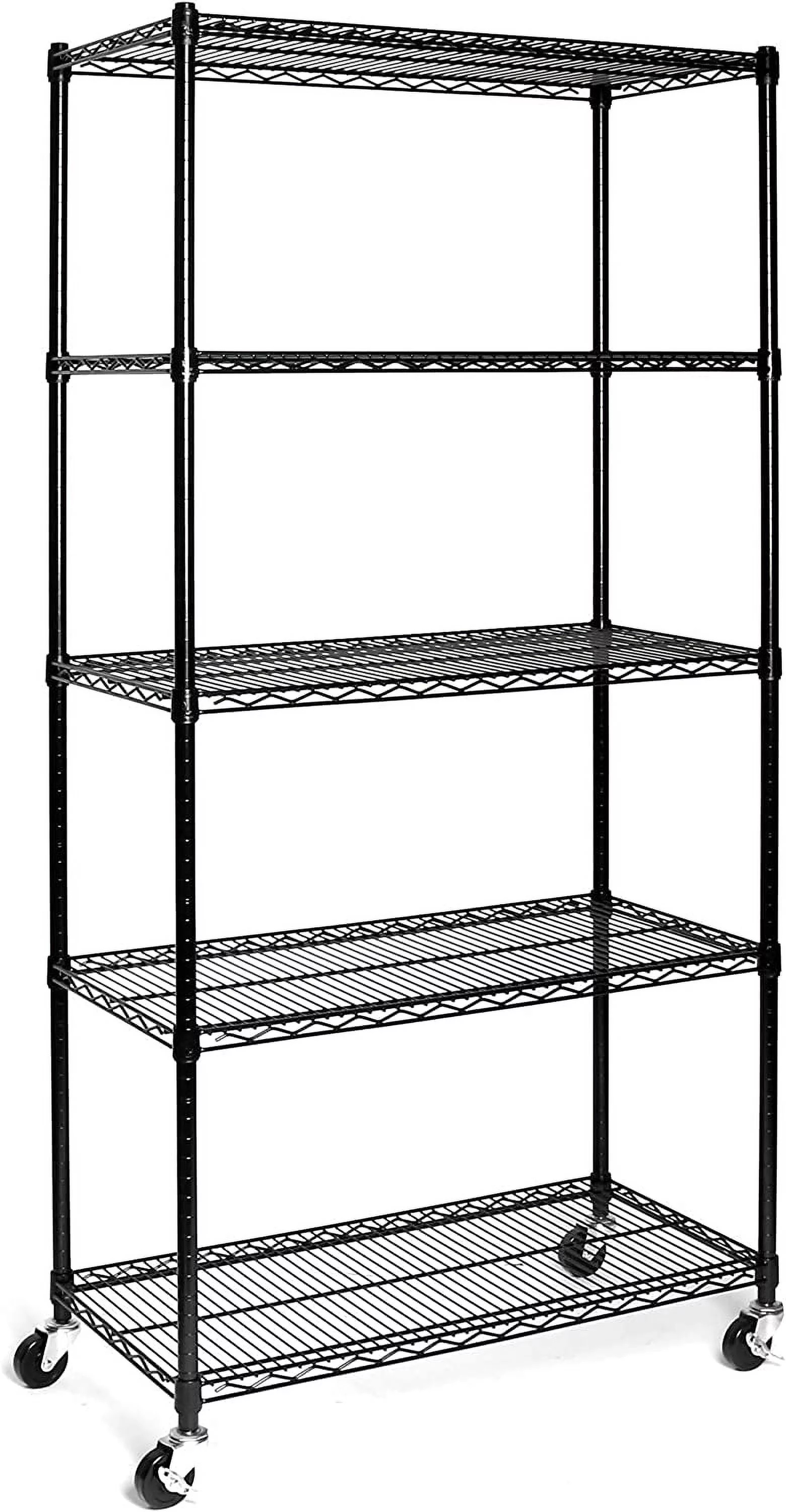 HAOFEI UltraDurable Heavy Duty NSF Solid Steel Wire Rack Storage Unit, Organizer for Garage, Warehouse, Office, Restaurant, Classroom, Kitchen, Black, 5-Tier Shelving, 36