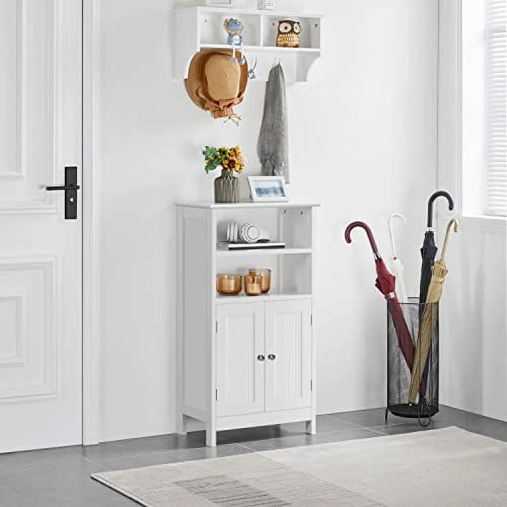 CHFBC Bathroom Floor Cabinet  Free Standing Cabinet with Double Door and Inner Adjustable   Shelved  Organizer for Living Room/Kitchen/Hallway/Home Office  Espresso