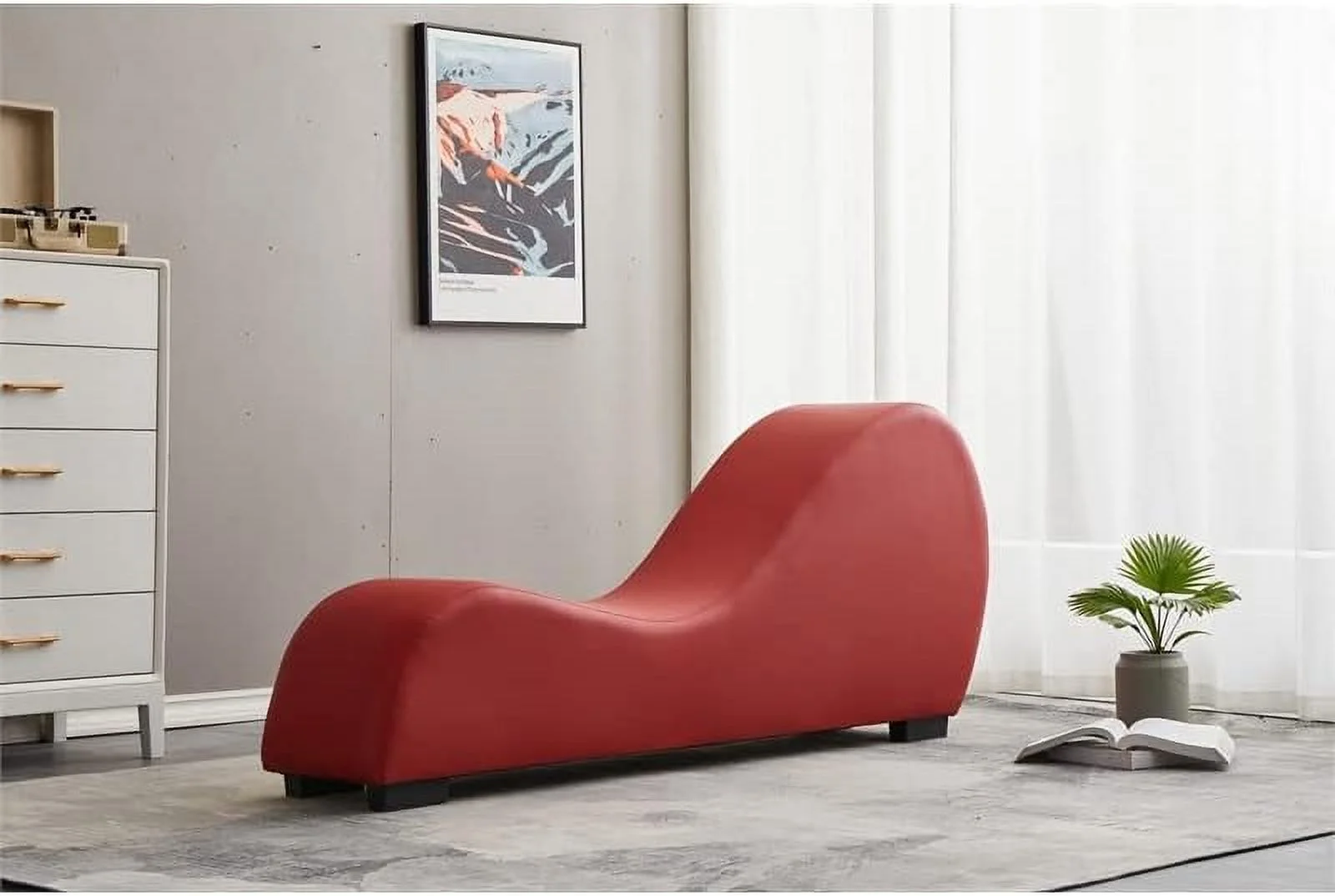 Kolar Faux Leather Yoga Relaxing Chaise In Red