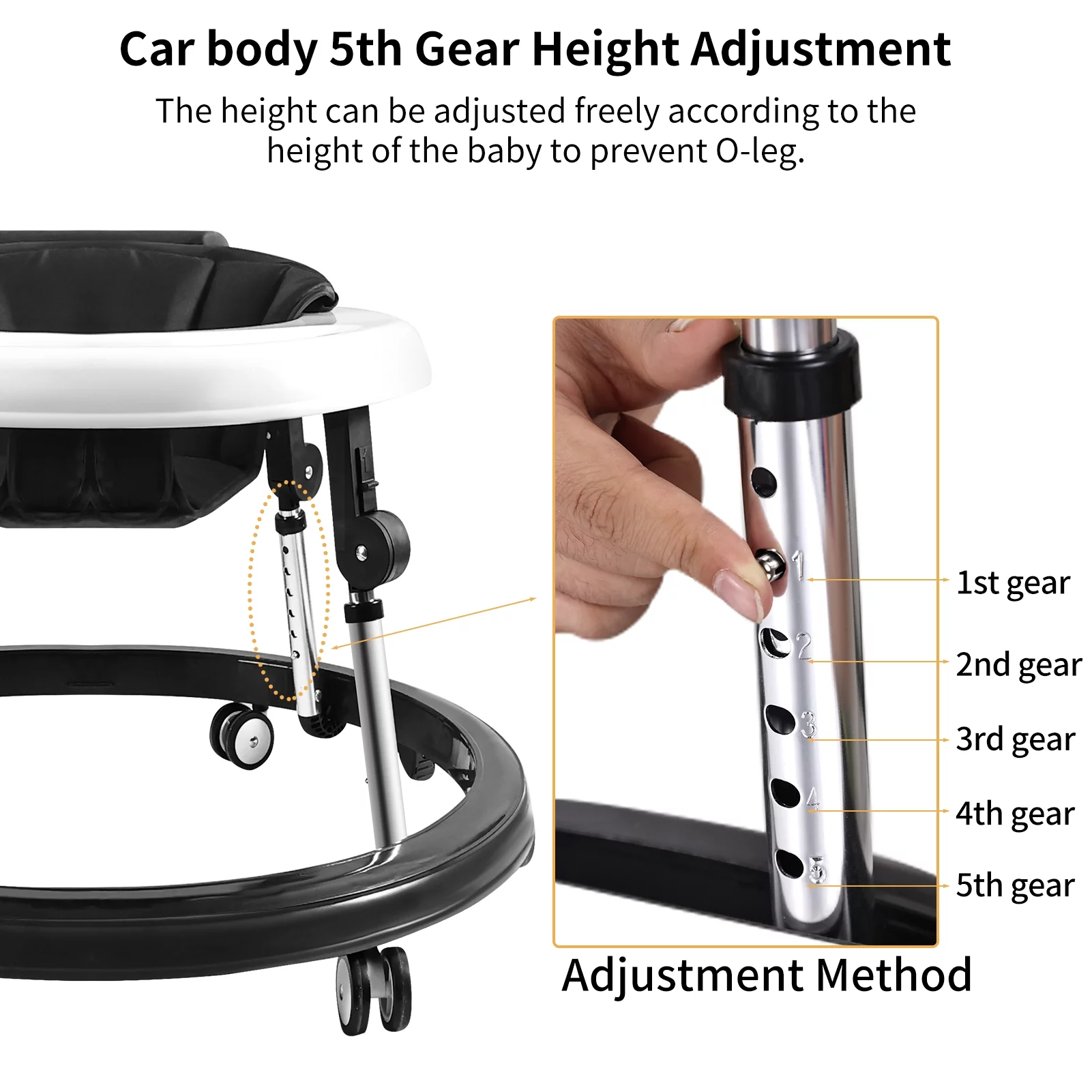 Baby Walker, Baby Walker with Wheels, Foldable 9-Gear Height Adjustable, Baby Walkers and Activity Center with Foot Pads/Mute Wheels, Baby Walkers for Baby Boys and Baby Girls 6-24 Months