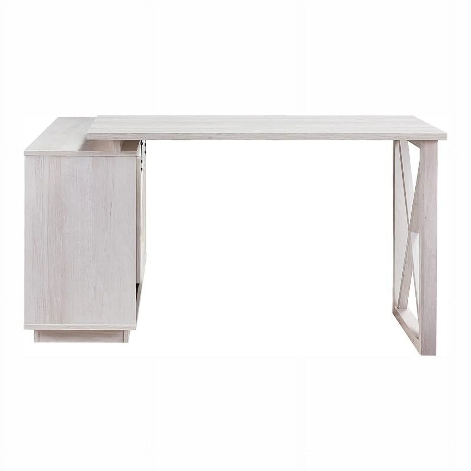 Furniture of America Oppen Transitional Wood L-Shape Desk in White Oak