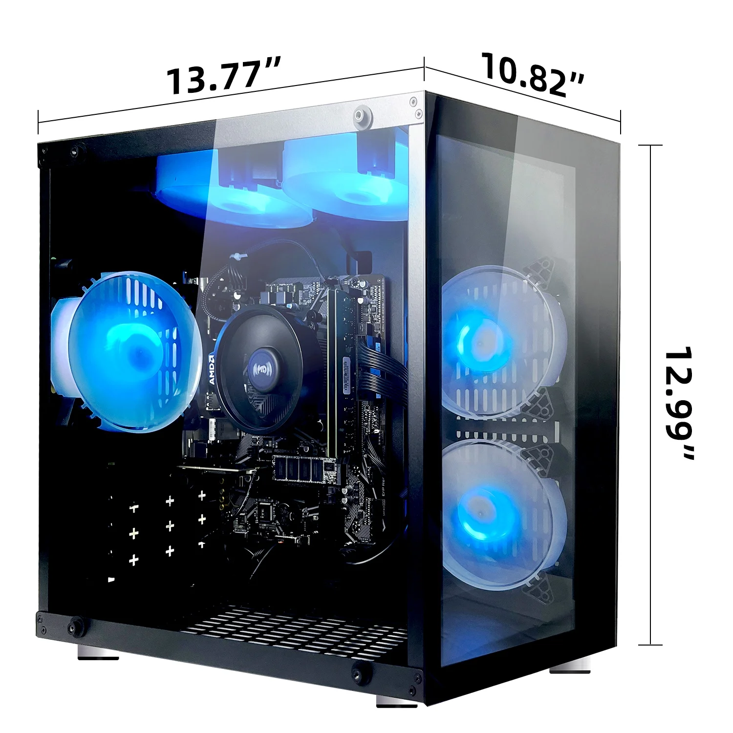 ICEWOLF Gaming PC AMD Ryzen 7 5700X 8 Core 3.4GHz,Radeon RX 7600 8GB(Beat RTX 4060),16GB DDR4 Ram,1TB Ssd Windows 11 Pro,WiFi,Desktop Computer