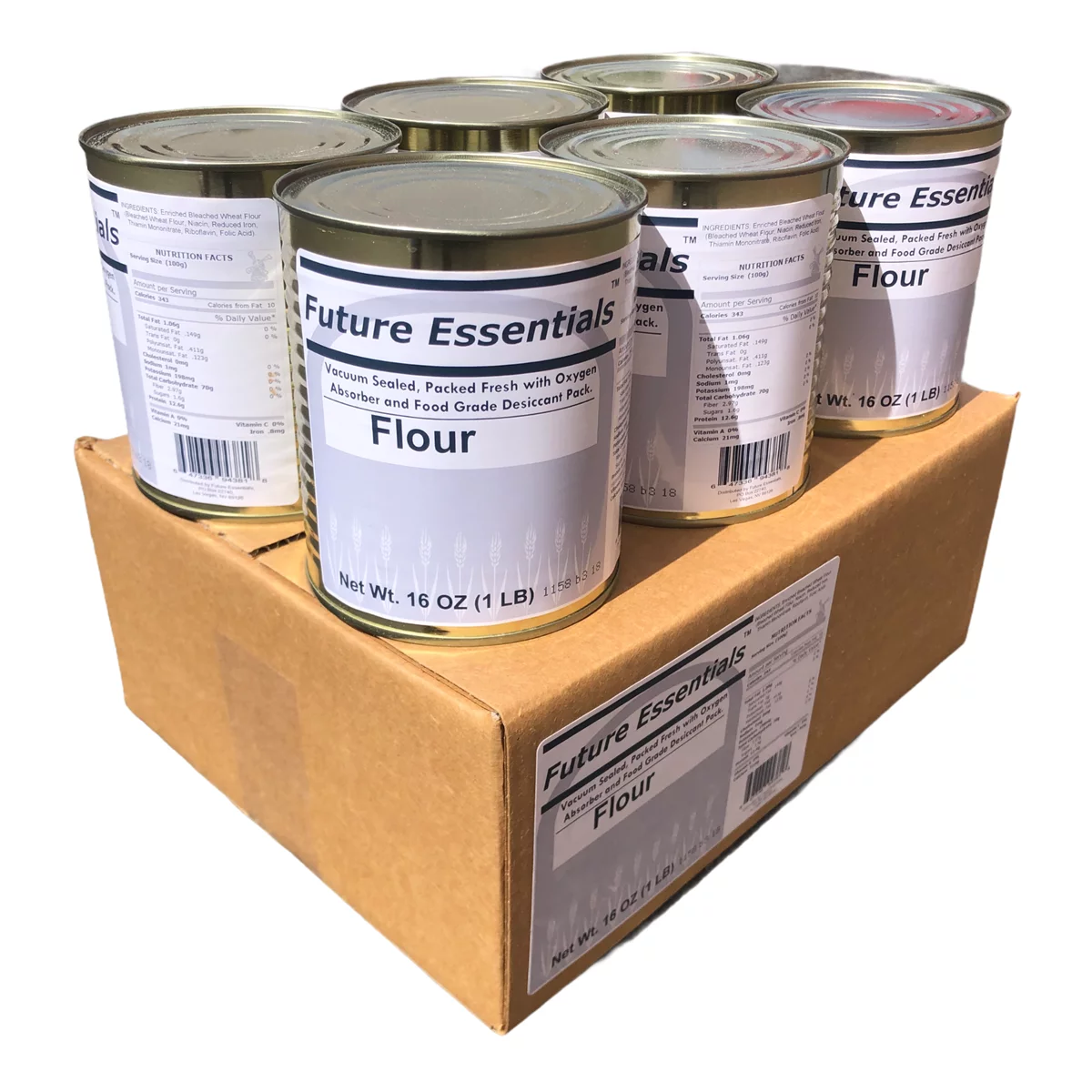 (12 Cans) Future Essentials Freeze Dried Food For Emergency and Long Term Storage Food For Camping and Hiking, All Purpose White Flour #2.5 Can 16oz Per Can ✅