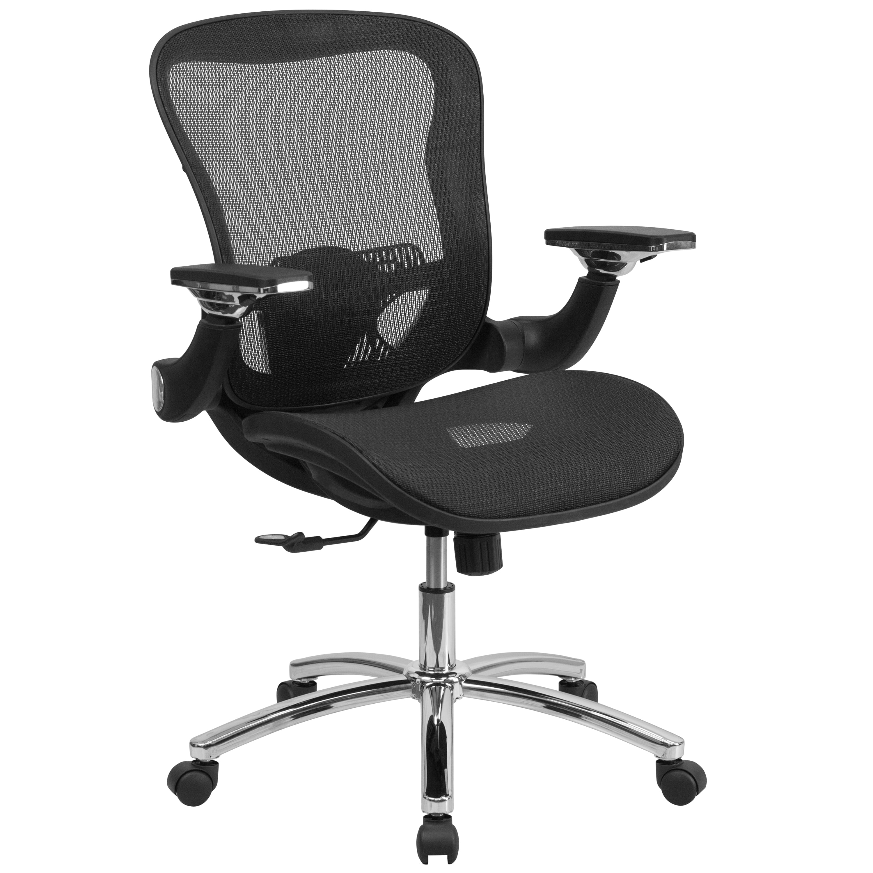 Emma + Oliver Mid-Back Transparent Black Mesh Synchro-Tilt Swivel Ergonomic Office Chair