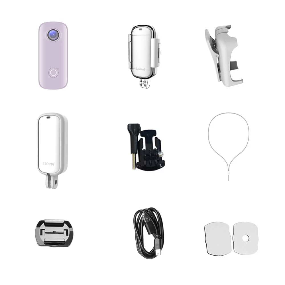 SJCAM C100+ Action Camera 4K 30fps Video Digital Camera 30M Waterproof Magnetic Body Built-in Rechrageable Battery WiFi Connection APP Sharing with Waterproof Case Back Clip Lanyard