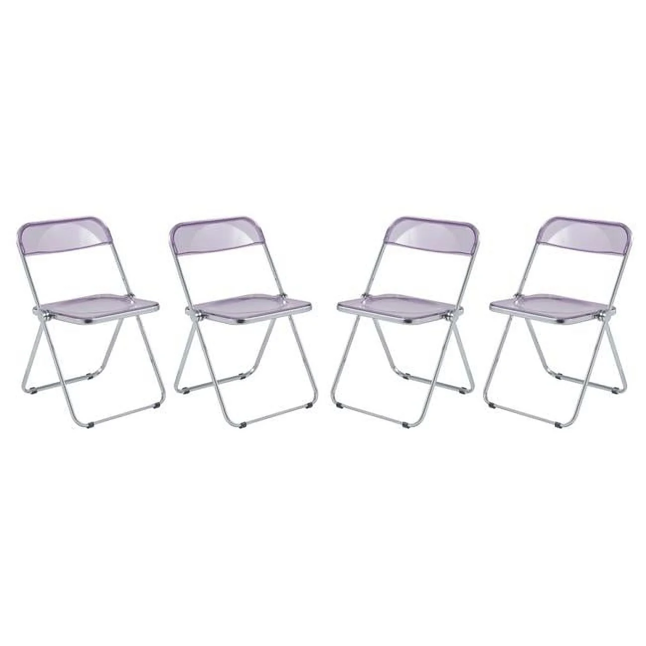 Lawrence Acrylic Folding Chair with Metal Frame, Magenta - Set of 4