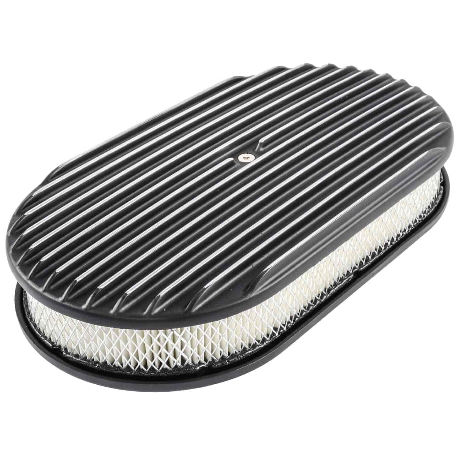 JEGS 500090 Oval Air Cleaner 15 in. L x 8 1/4 in. W x 3 in. H Full Finned Design