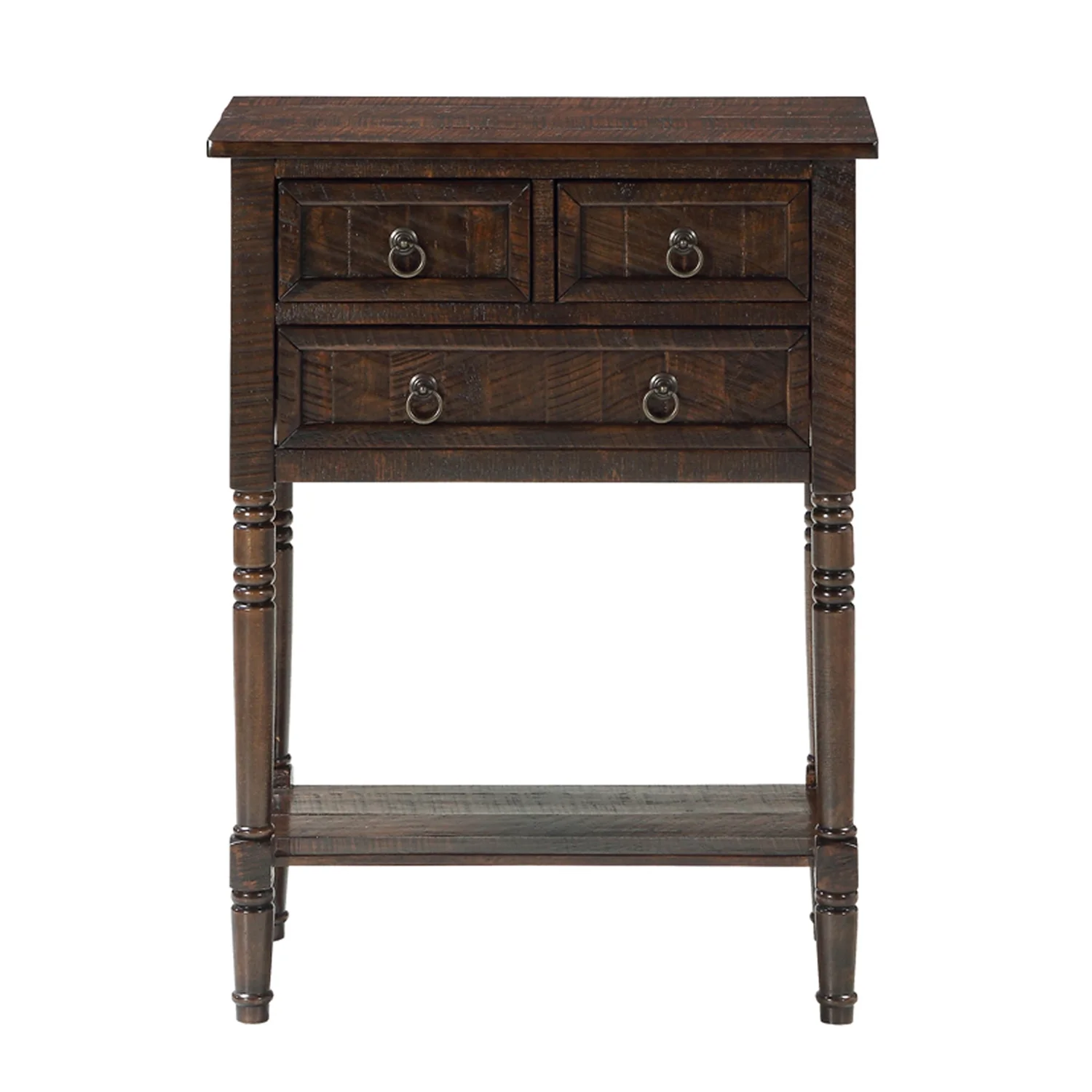 HomeStock Suburban Sophistication 3 Drawer Hall Table With Shelf