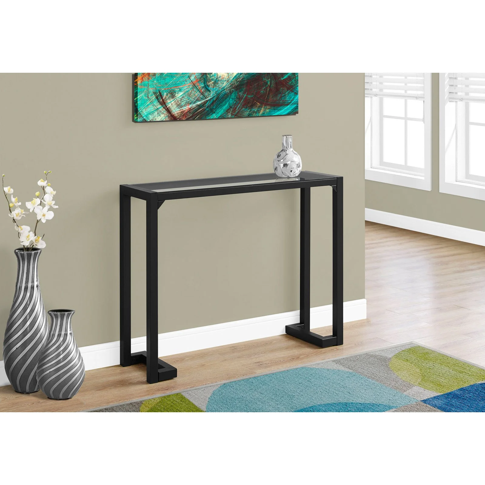 Accent Table Console Entryway Narrow Sofa Bedroom Metal Black