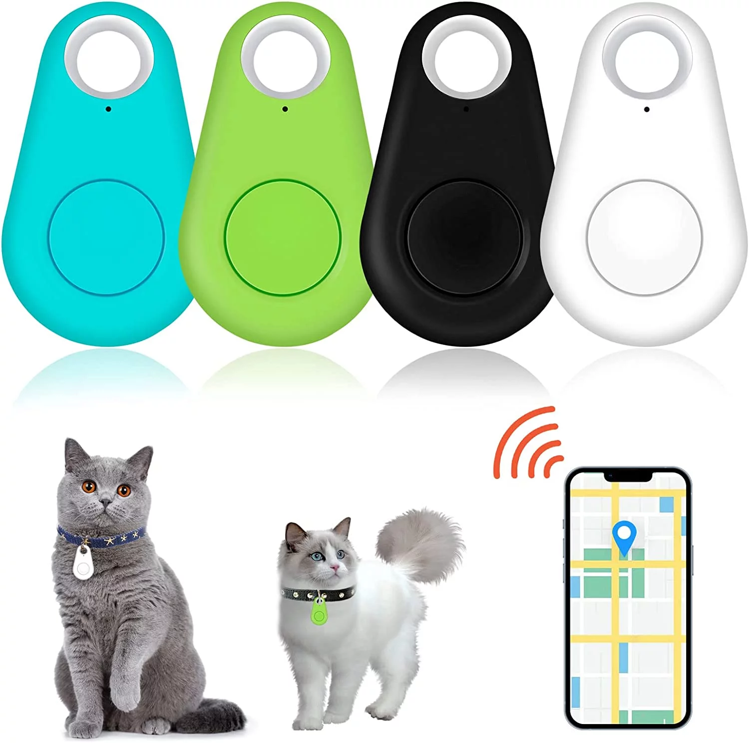 delpattern 4PCS Anti-Lost Key Finder, Wireless Bluetooth Tracker for Keys, Portable GPS Item Tracker for Phone, Pets, Bags, Kids