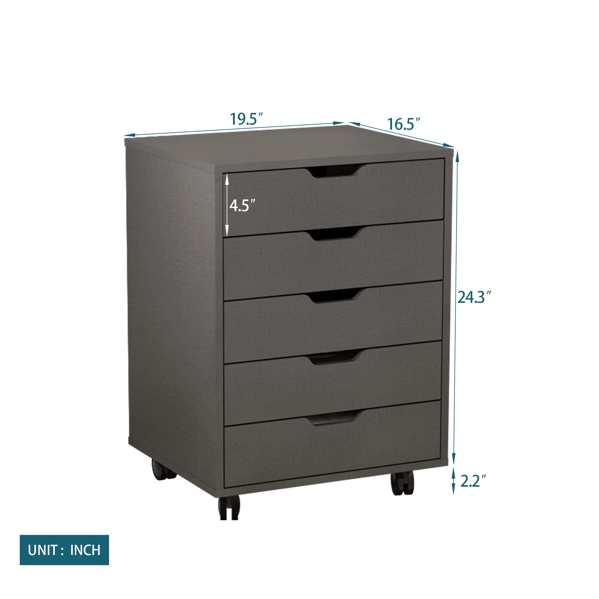 Tansole The filing cabinet has five drawers, a small rolling filing cabinet, a printer rack, an office locker, and an office pulley movable filing cabinet dark Gray