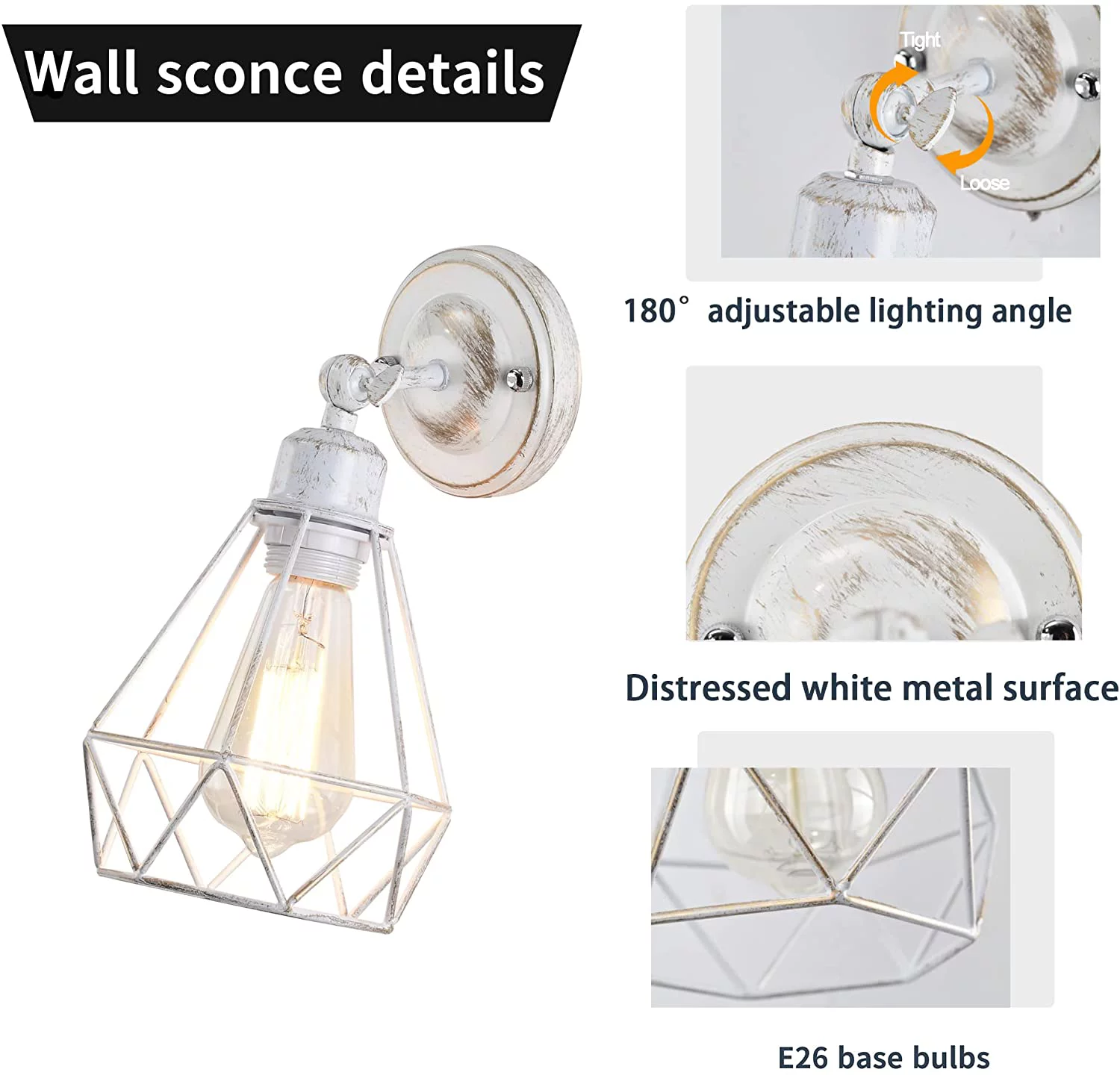 Farmhouse Wall Sconces Set of 2 Industrial Wall Mount light fixture