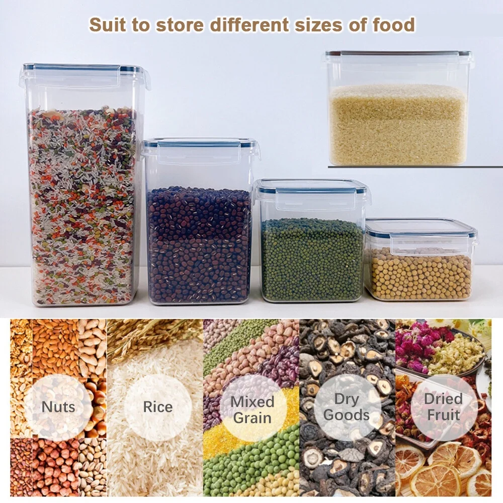 7PCS Food Storage Containers kitchen Storage Container BPA Free PP Pantry Organization with Lid Stackable Design for Cereal Snack Noodle Nut Pasta Flour Rice