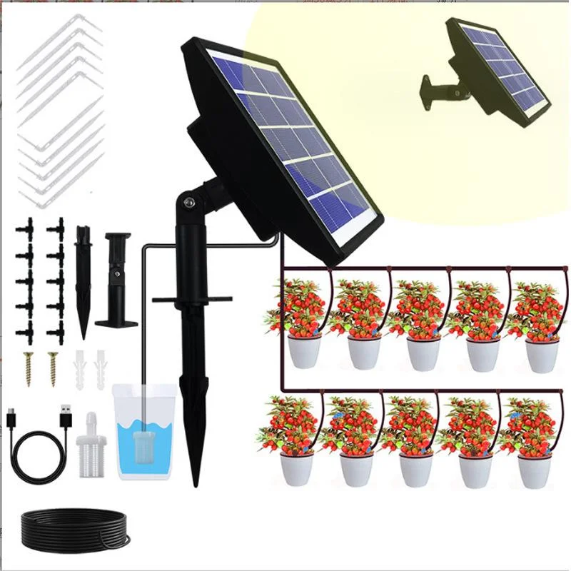 Solar Automatic Drip Irrigation Kit System, Solar Auto Watering Gardening System for 10-15 Potted Plants with Anti-Siphoning Device & 1-600s Timer Modes for Outdoor