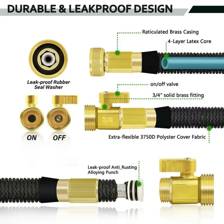 Water Garden Hose - 100ft Water Hose with 10 Setting-Spray Nozzle