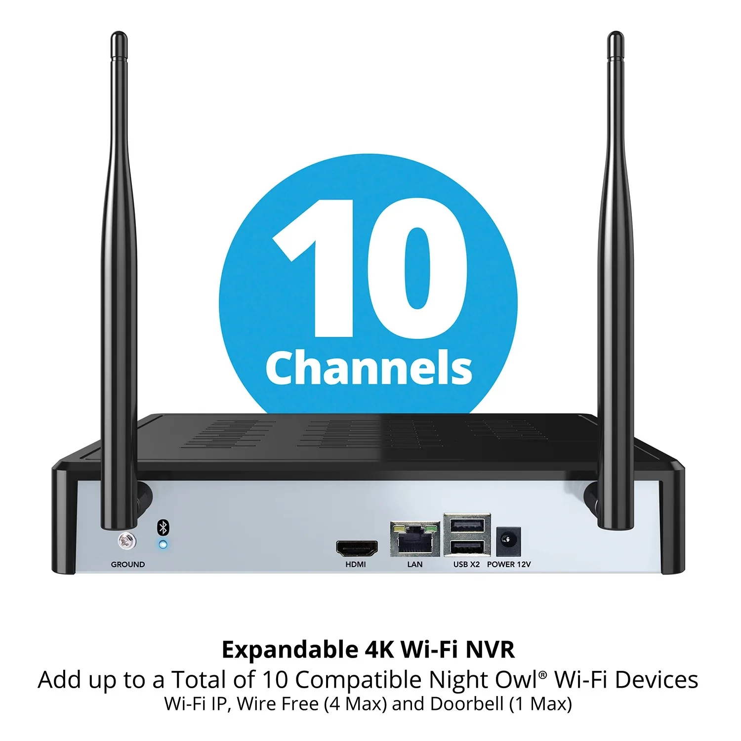 Night Owl 10 Channel 4K Wi-Fi NVR Security System with 1TB Hard Drive and 8 Wi-Fi IP 2K Deterrence Cameras with 2-Way Audio