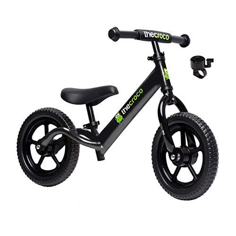 TheCroco Balance Bike Premium Model 12? Lightweight High-Grade Aluminum to Make Riding Easy for Kids Ages 2, 3, 4 Years. Unbeatable Features: Bell, Handlebar Pad and Adjustable Seat & H