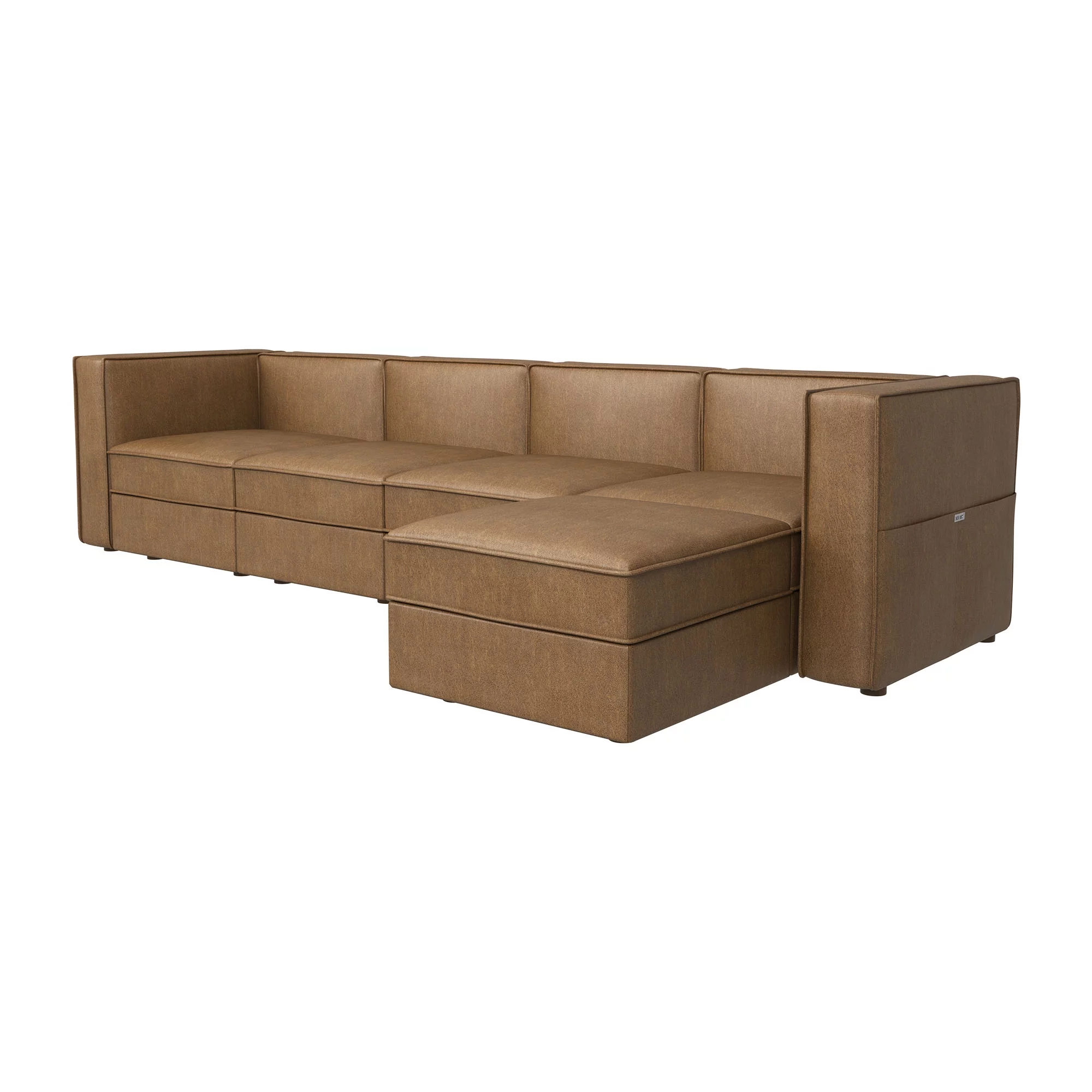 Nolany Reversible Sectional Sofa Couch L Shaped Sofa Modular 4-Seat Couch with Chaise, Caramel Microfiber