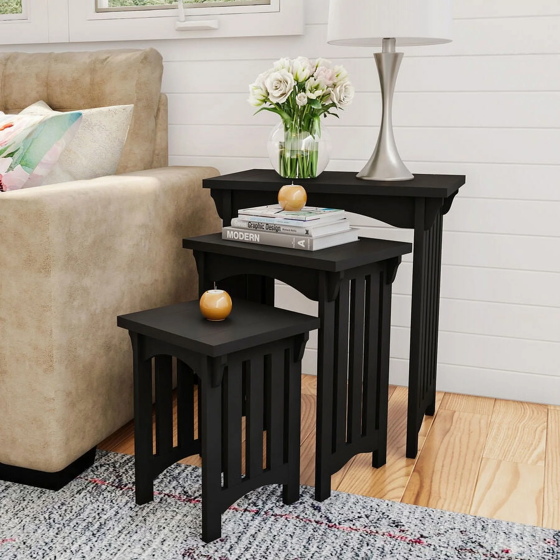 Three-piece Nesting Table Set Living Room Home Decor Furniture