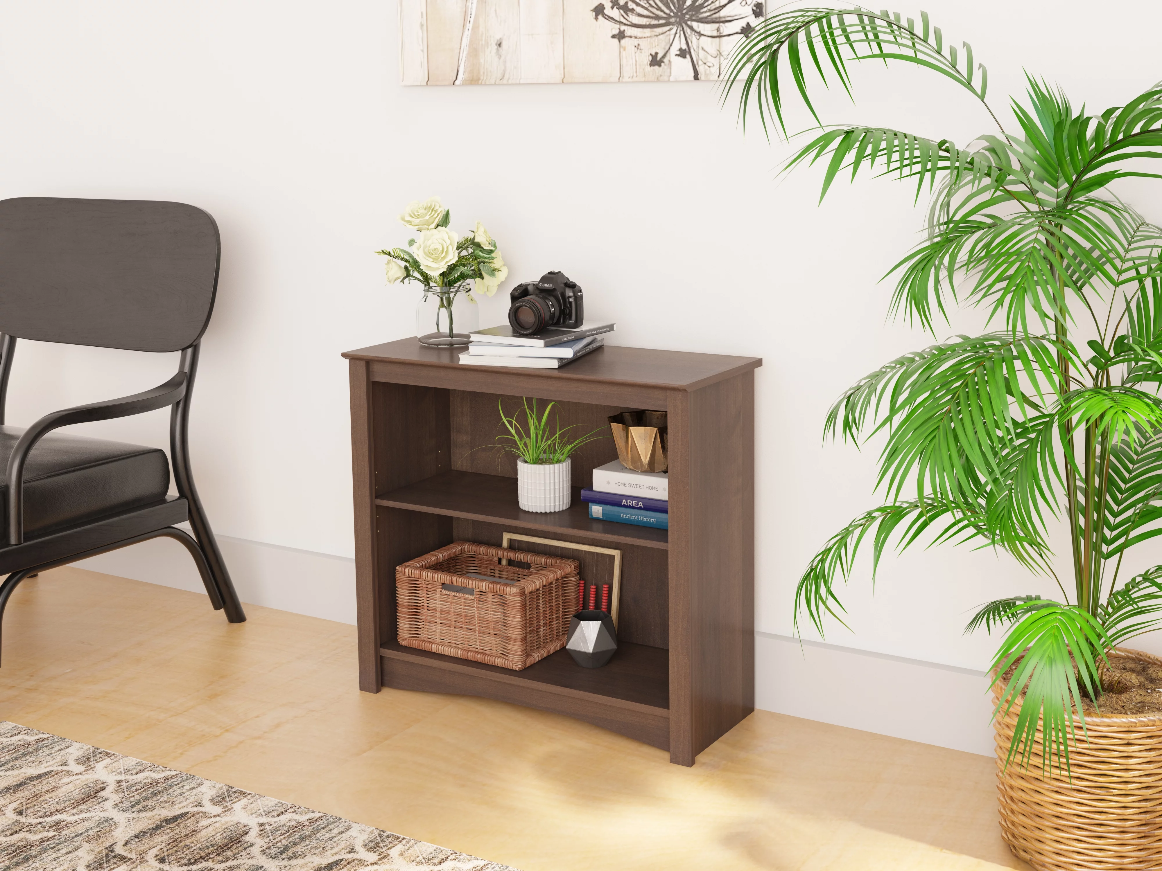 Prepac 2-Shelf Bookcase, Rich Espresso Laminate