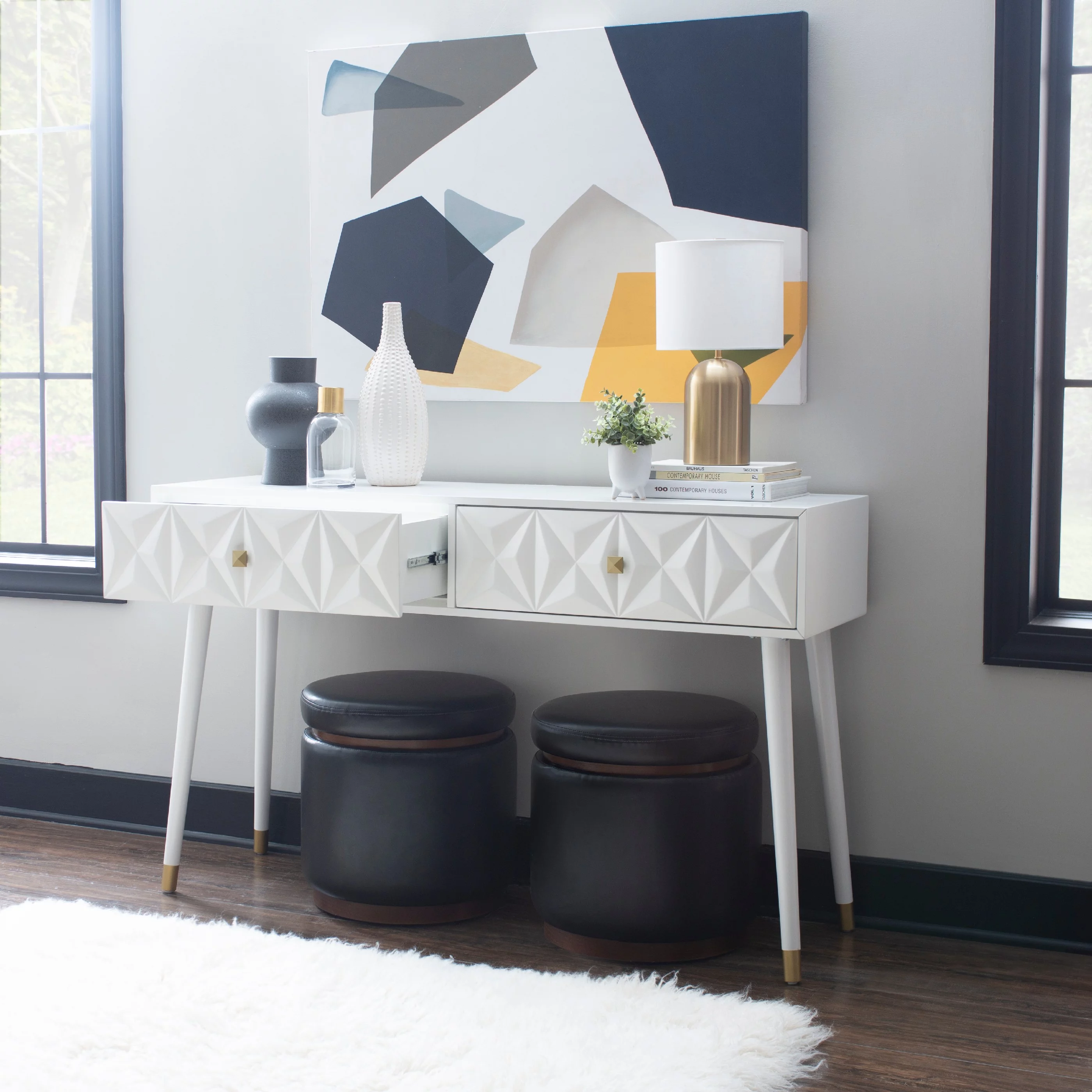 Linon Gemma 2-Drawer Console Table, White