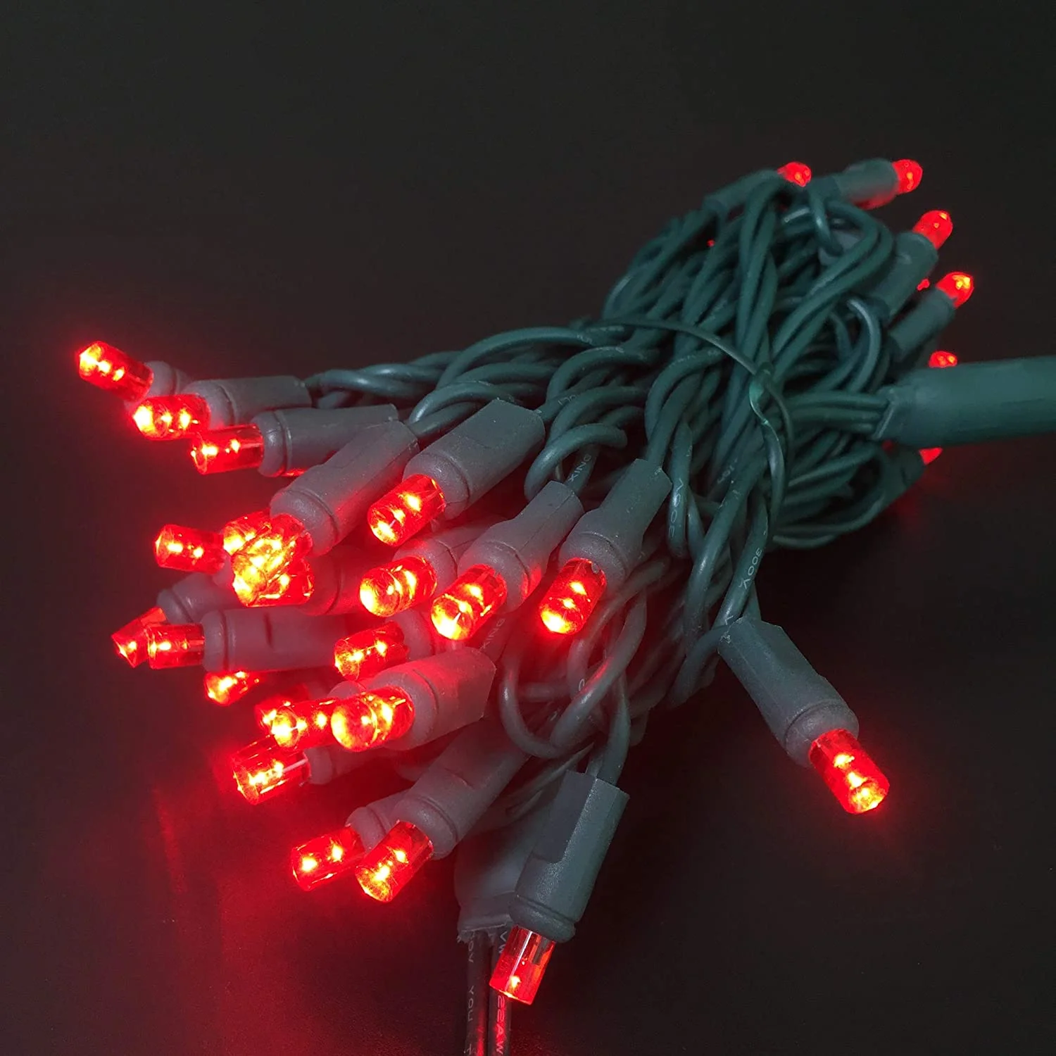 UL Listed 50 Count 5mm Red Led Lights,Outdoor Led String Lights For Garden Tree Decorations,17 Feet Green Wire (Red Color)