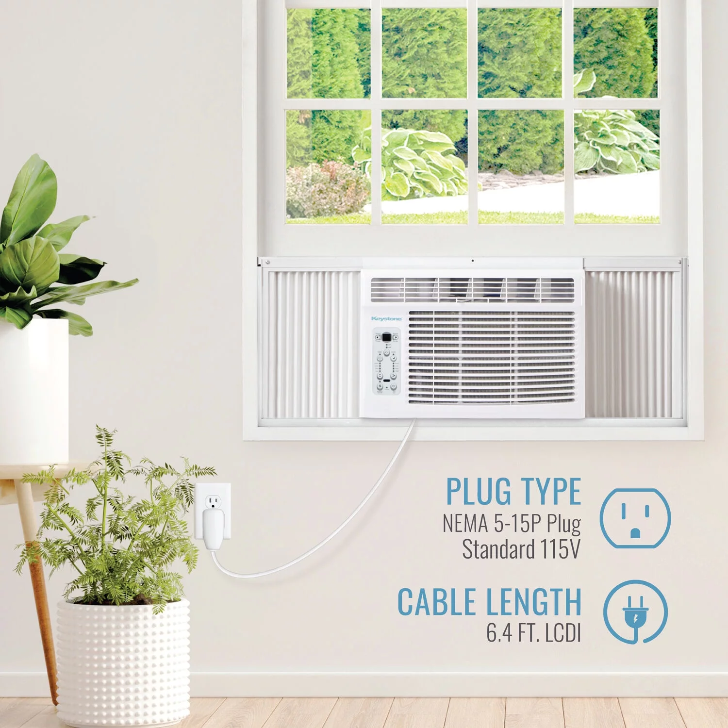 Keystone 6,000 BTU 115-Volt Window Air Conditioner, White, KSTAW06BE