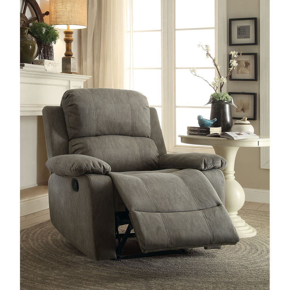 Gray Modern Polished Microfiber Stylish Comfort ACME Bina Motion Recliner Chair 59528