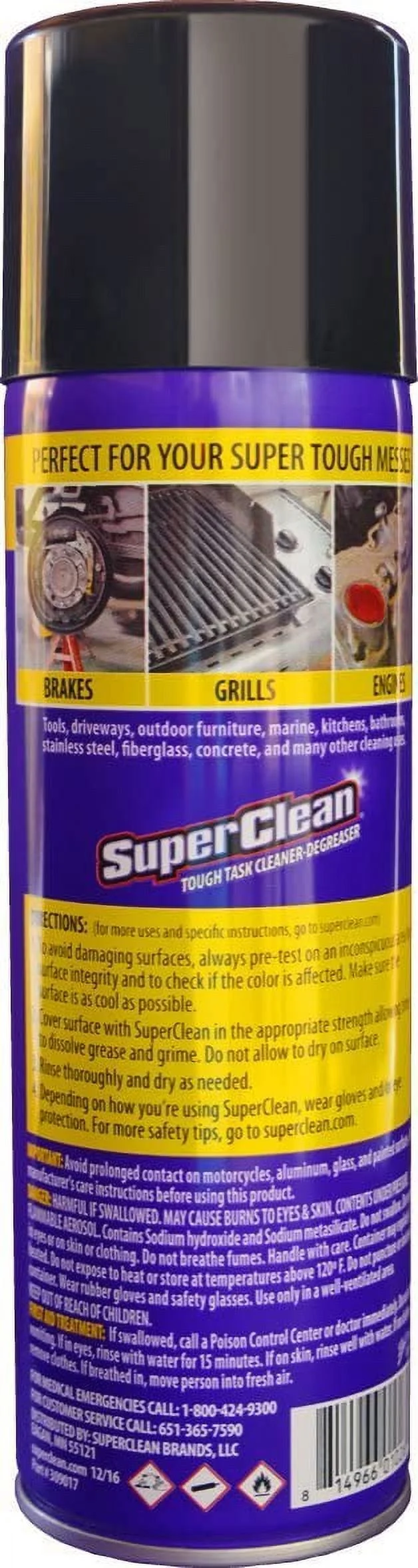 Multi Surface All Purpose Gunk Remover Aerosol Degreaser, Biodegradable, 17Oz By Super Clean