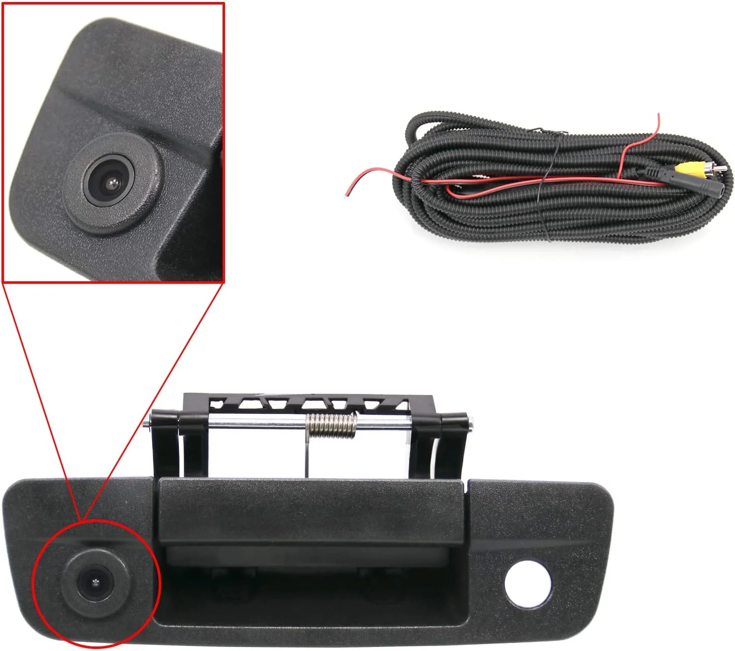 Tailgate Handle Backup Camera Rear View Compatible with 2009-2017 Dodge Ram 1500 2500 3500（RCA Connector）
