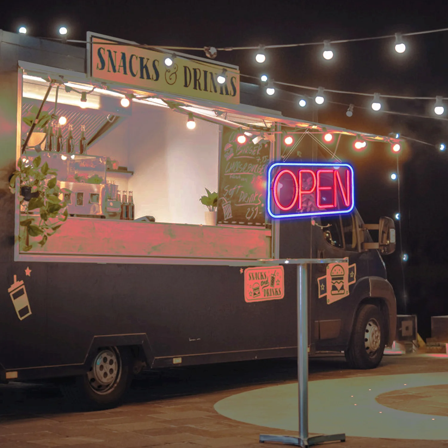 iMounTEK 1.56lbs LED Open Sign 16.5x9.1in Business Neon Open Sign Advertisement Board with 11 Levels Adjustable Brightness, Red Blue