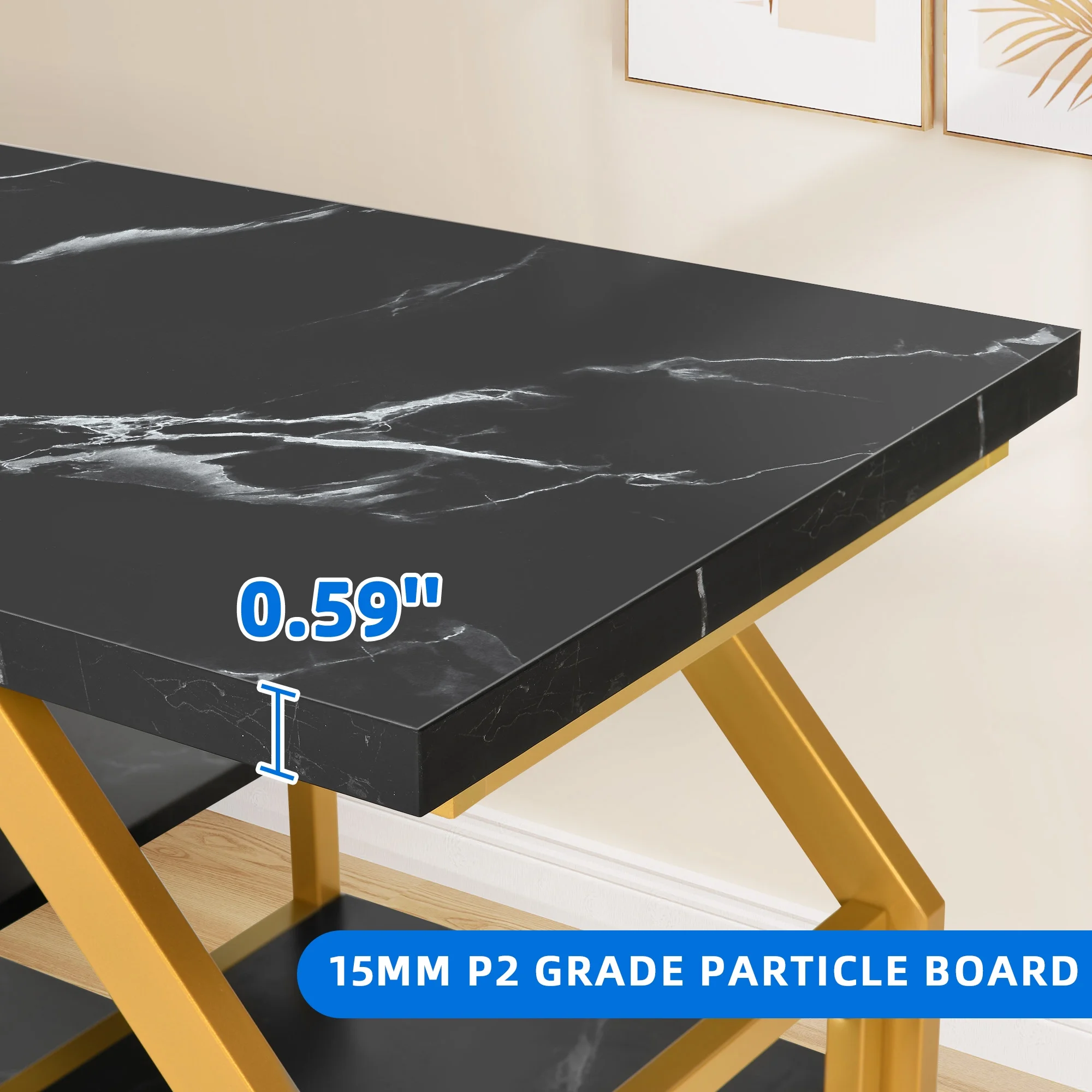 Dextrus Heavy Duty Metal Aquarium Stand with Power Outlets - Suitable for 55-75 Gallon Fish Tank Stand, Turtle Tank, Reptile Terrarium (865lbs Capacity) - Black & Gold