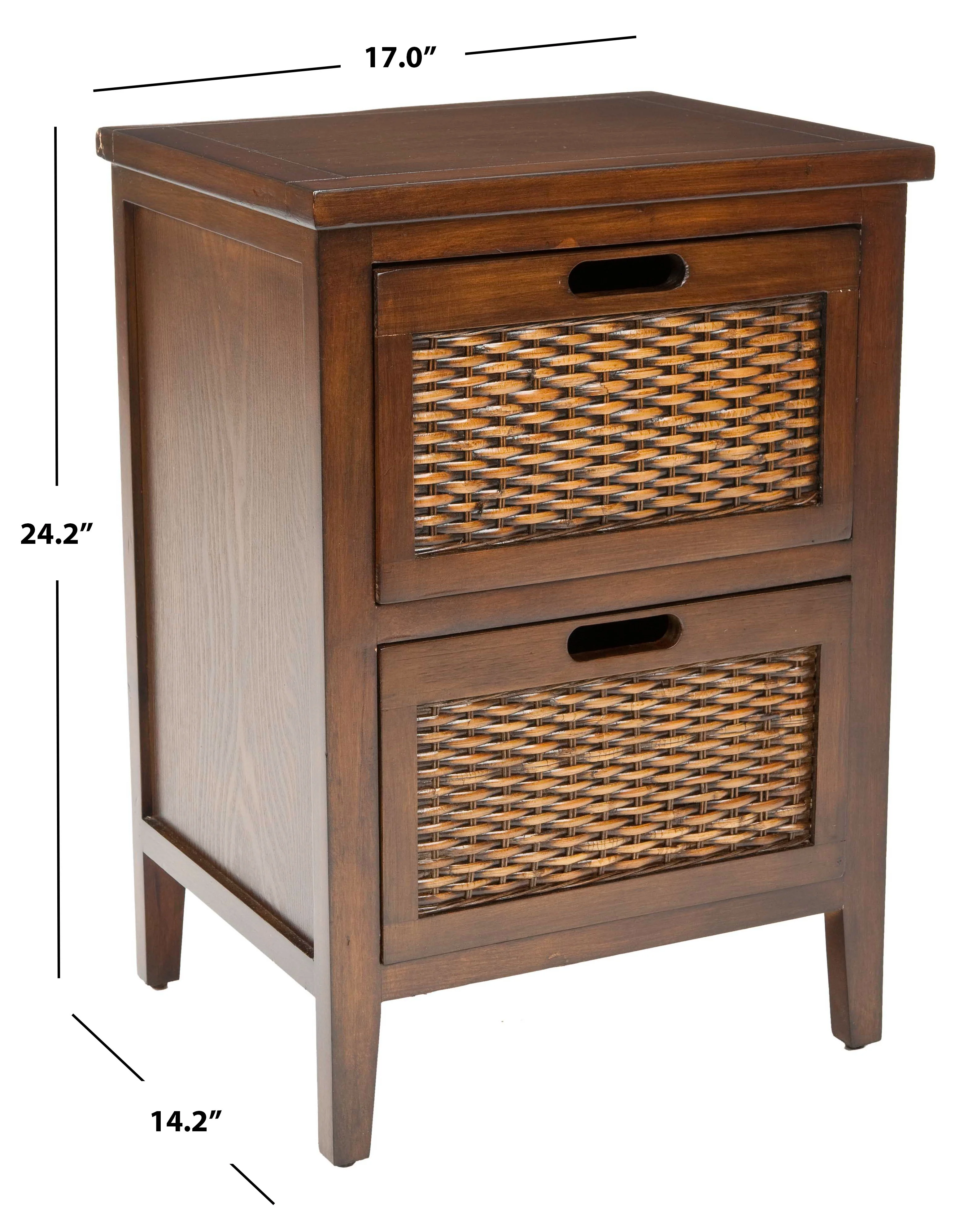 SAFAVIEH Jonah Country Rustic Two Drawer End Table, Dark Teak