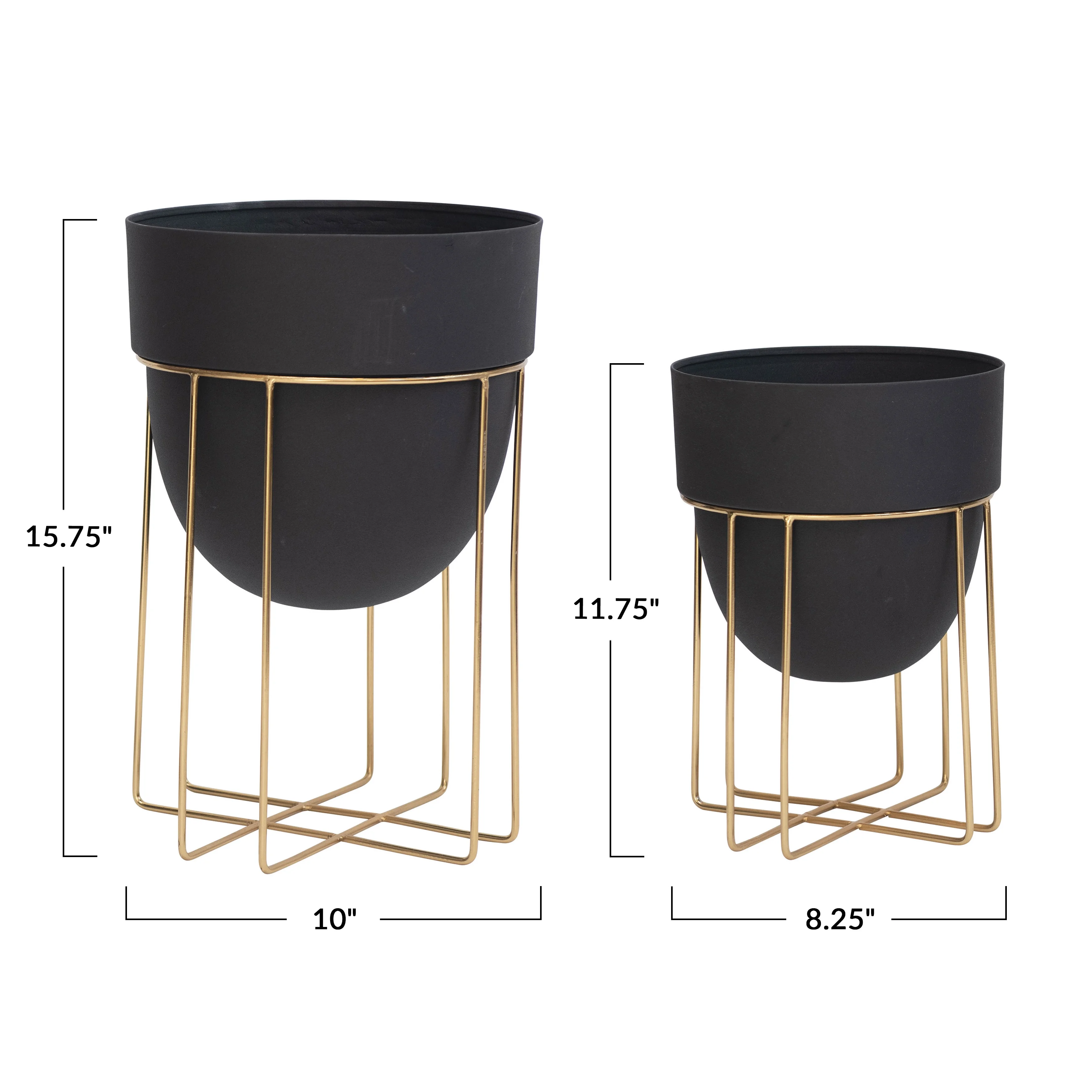 Bloomingville Metal Planters with Gold Finish Stands, Set of 2