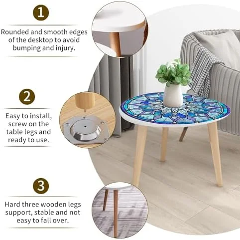 CHGBVC Small Coffee Nesting  Abstract Stained Glass Mosaic red  Triangle End  Center   Modern   Room Bedroom Balcony