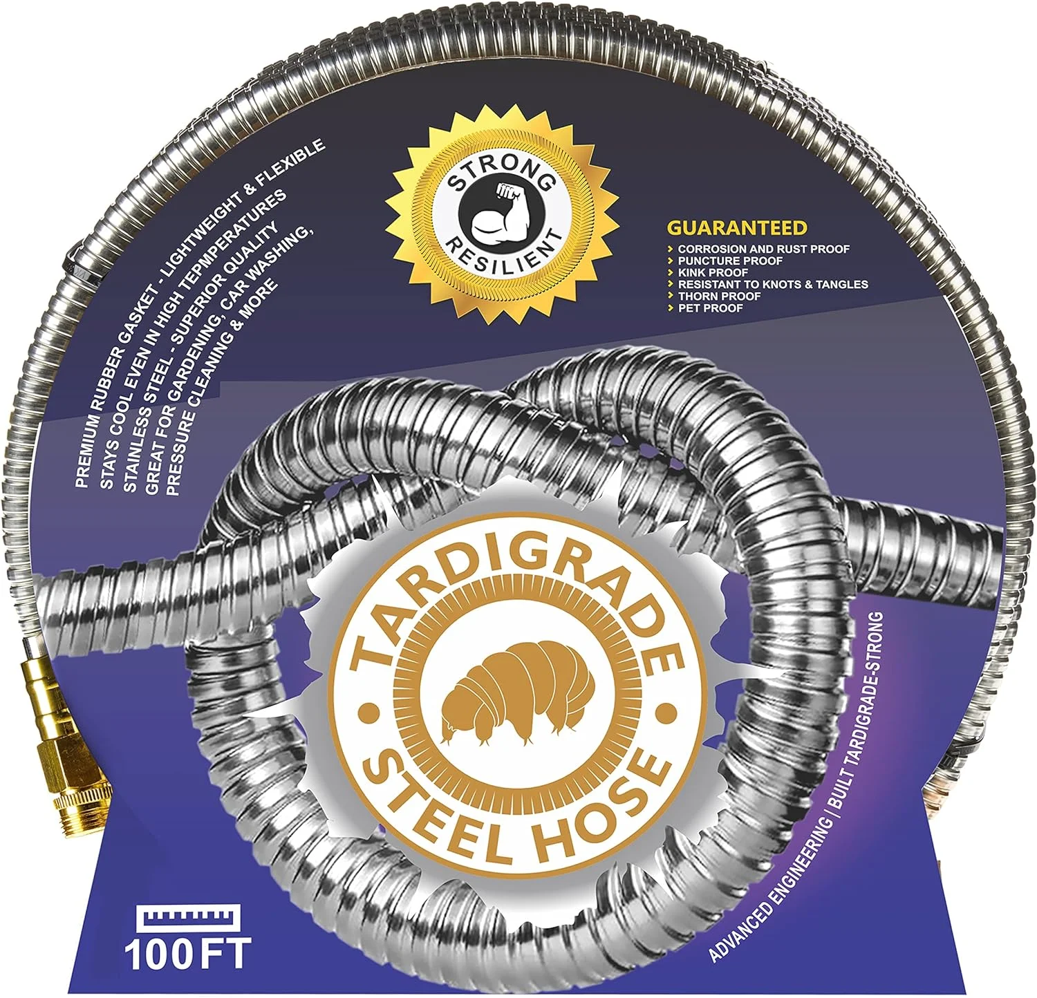 Tardigrade Steel Hose - 100 FT metal garden hose - 304 Stainless Steel Water Hose 100FT