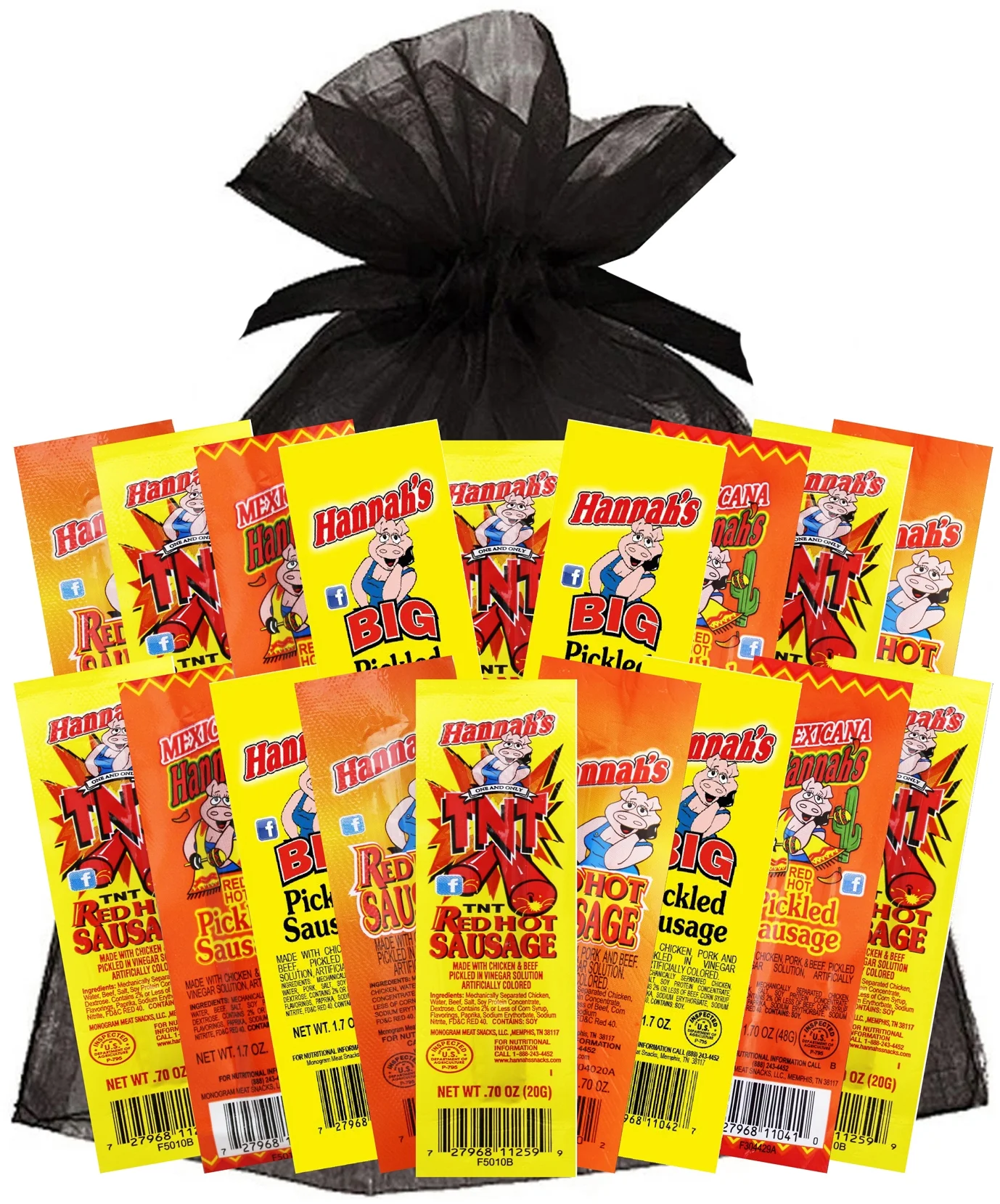 Hannah's 18-Piece Sampler (2 packs each of 9 assorted Hannah’s Pickled Sausages)