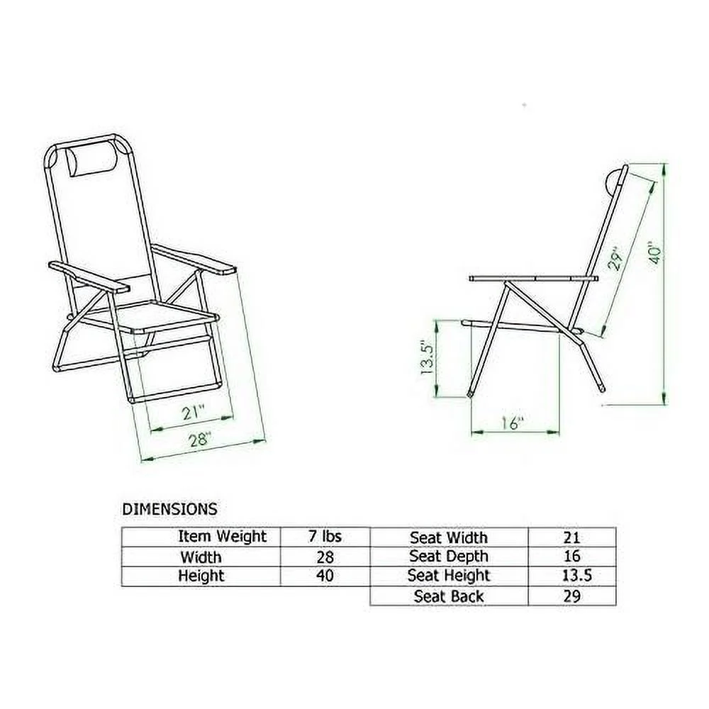 Extra Large - High Seat Of The Ground With 3 Reclining Position Aluminum Heavy Duty Beach Chair For Adults With Cup Holder - 300 Lbs Capacity