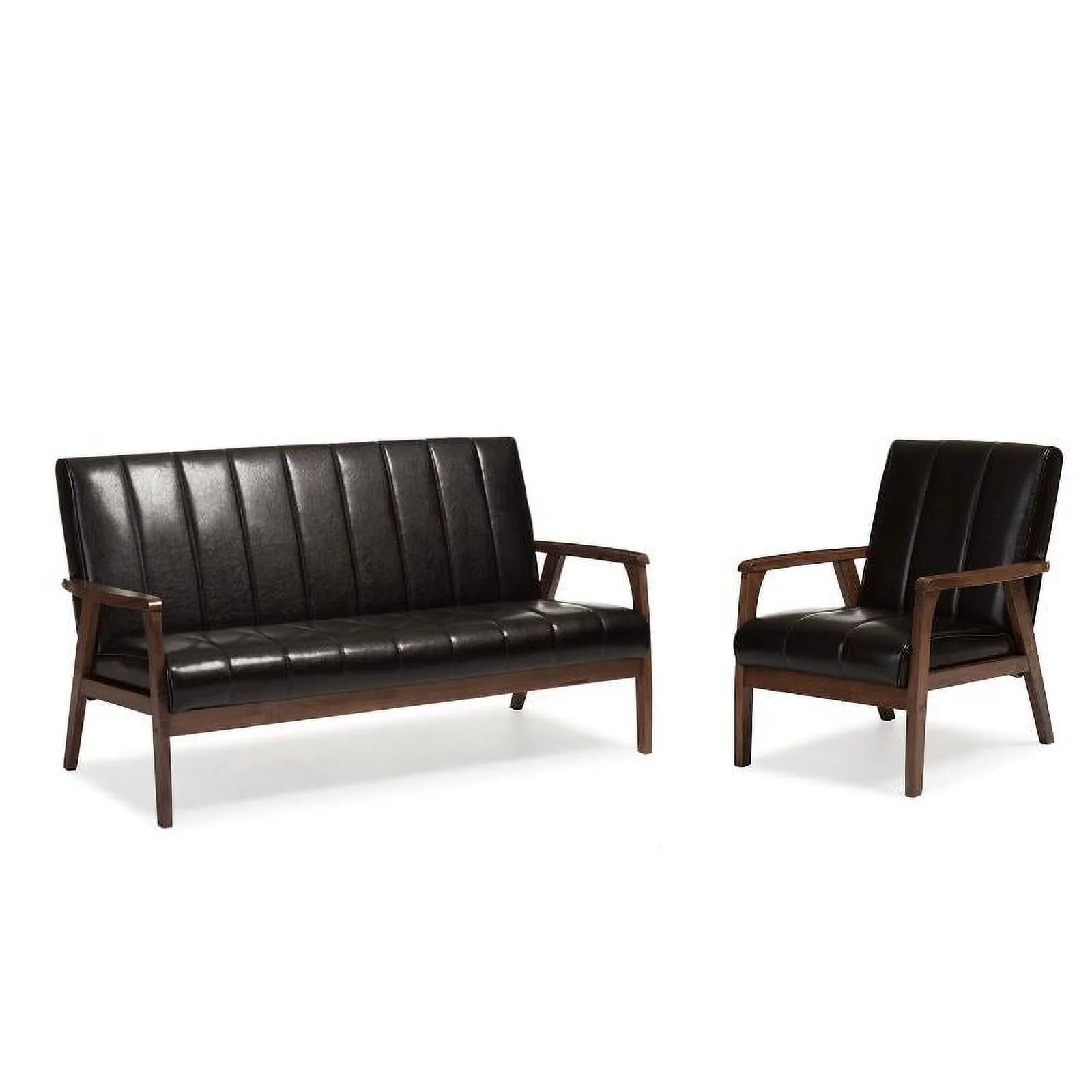 Home Square 2 Piece Living Room Set with Sofa and Accent Chair in Dark Brown