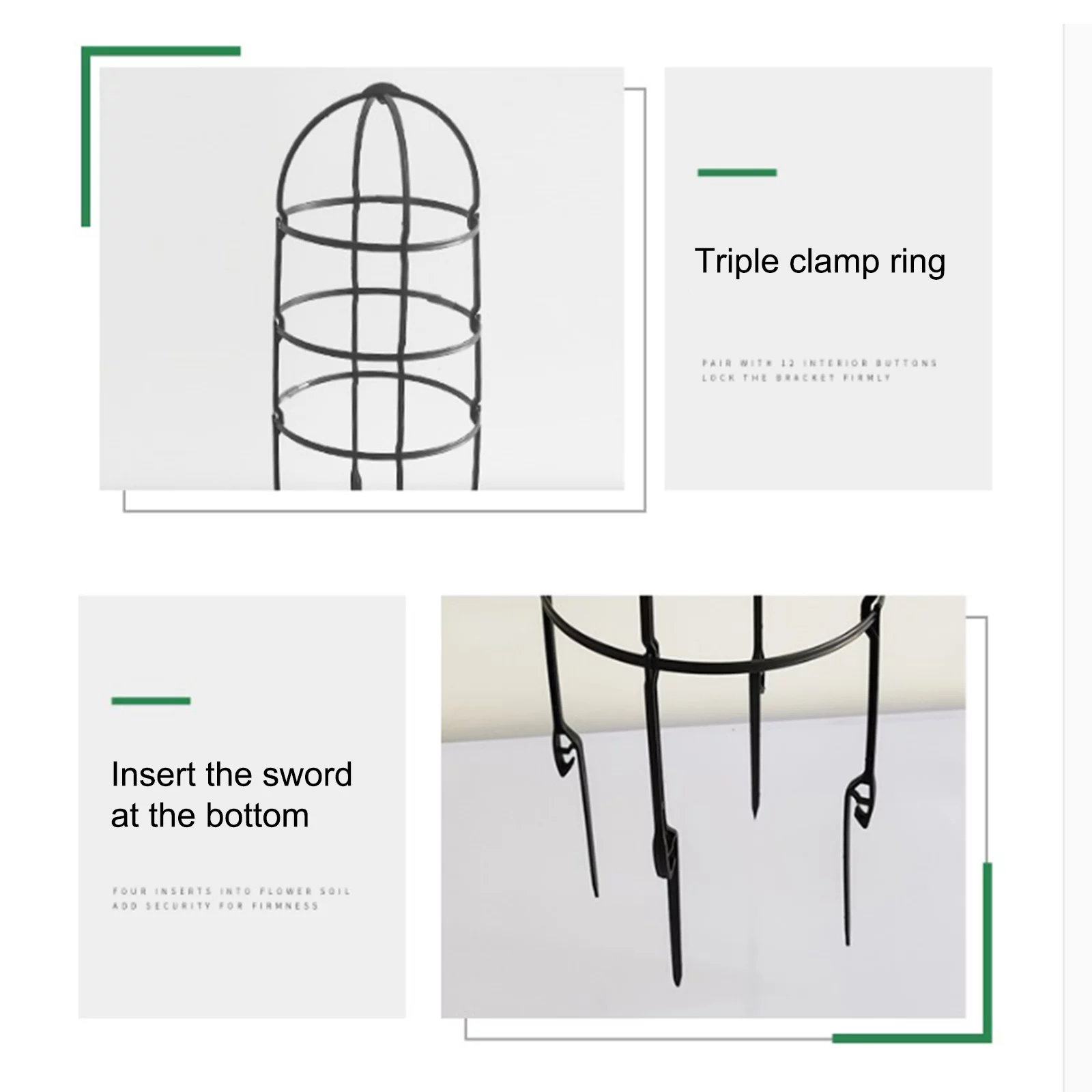 Huntermoon Plant Flower Stand Garden Trellis Waterproof Fencing Panels PP Black Trees Beans 6PCS Plastic Natural U-Hoops U-shaped