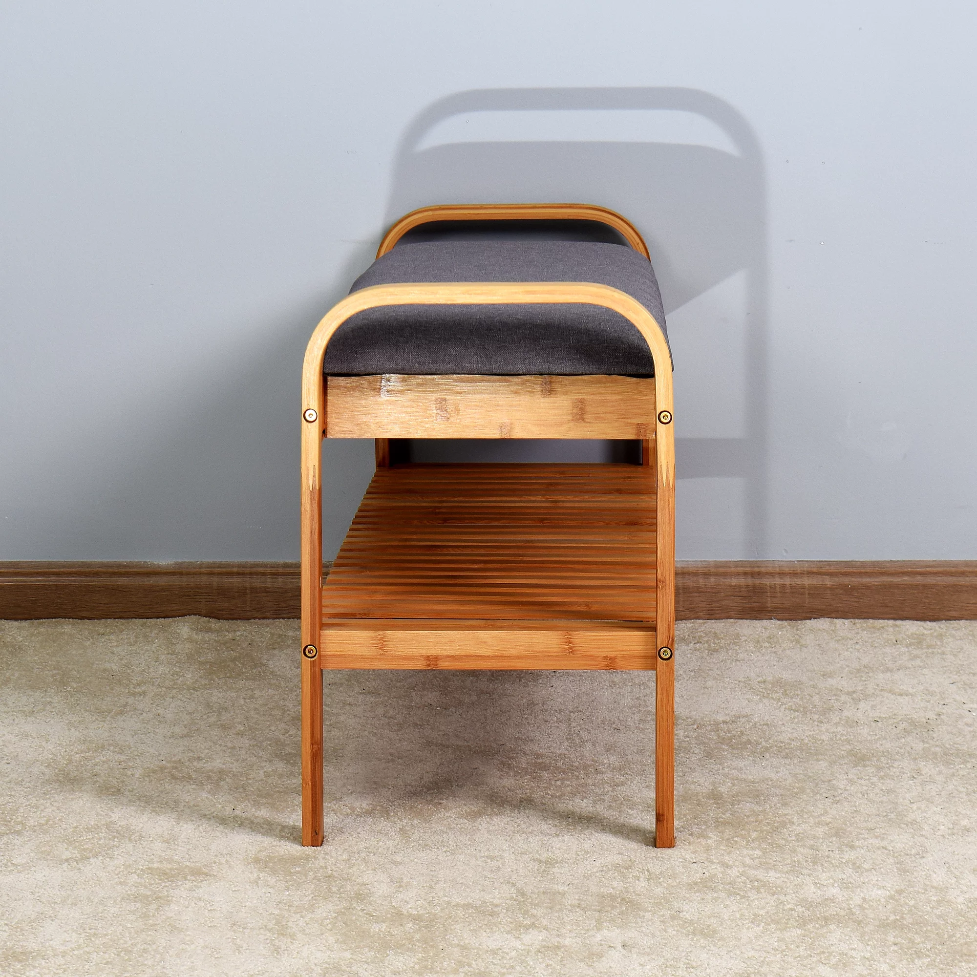 20 Inch Handcrafted Rubberwood Side End Table, 1 Shelf, Rectangular, Honey Brown