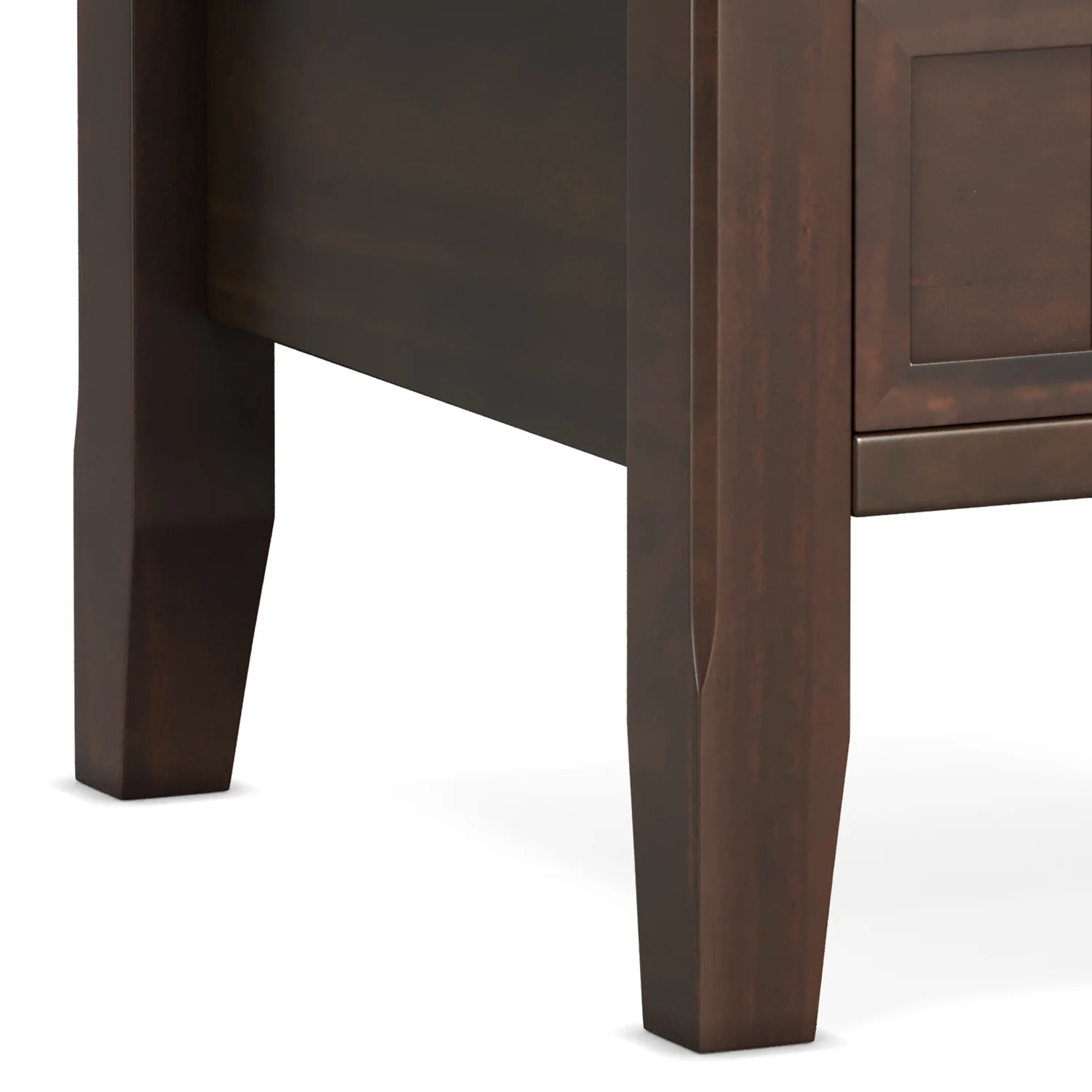 Simpli Home Acadian SOLID WOOD 19 inch Wide Square Transitional End Table with Drawer in Brunette Brown