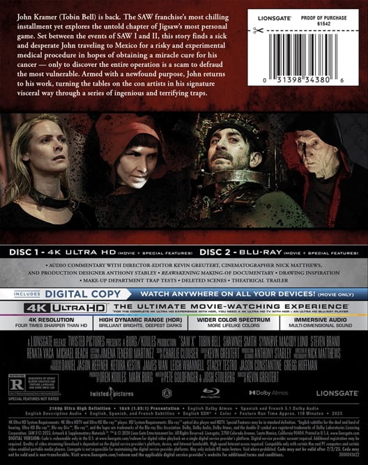Saw X (4K Ultra HD + Blu-ray + Digital Copy) (Steelbook) (Walmart Exclusive), Lions Gate, Horror