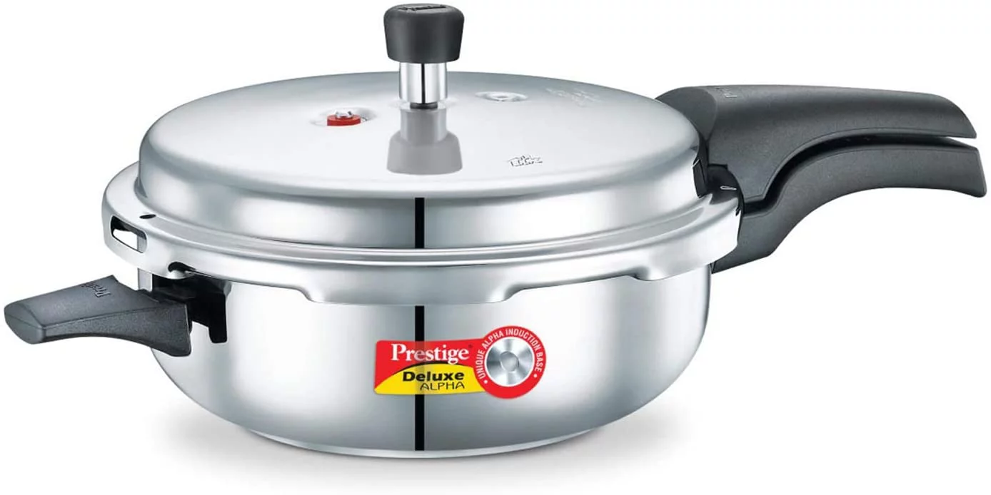 Prestige Deluxe Alpha Induction Base Pressure Pan, Senior, Stainless Steel