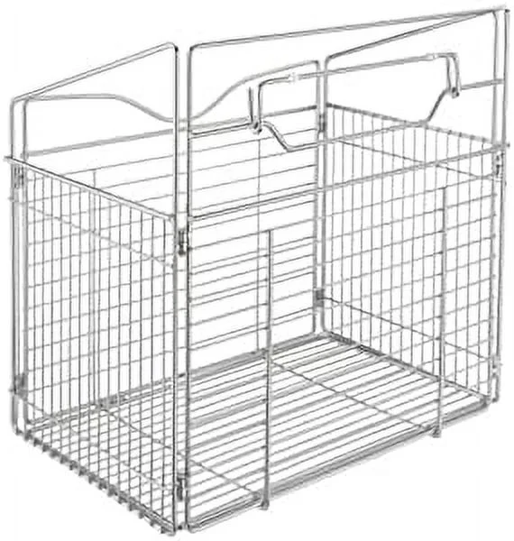 TQNJYGX CTOHB-211319-CR-52 21 Inch Deep Cabinet Floor Tilt Out Steel Wire Clothes Laundry Hamper Basket with Mount Hook  Chrome